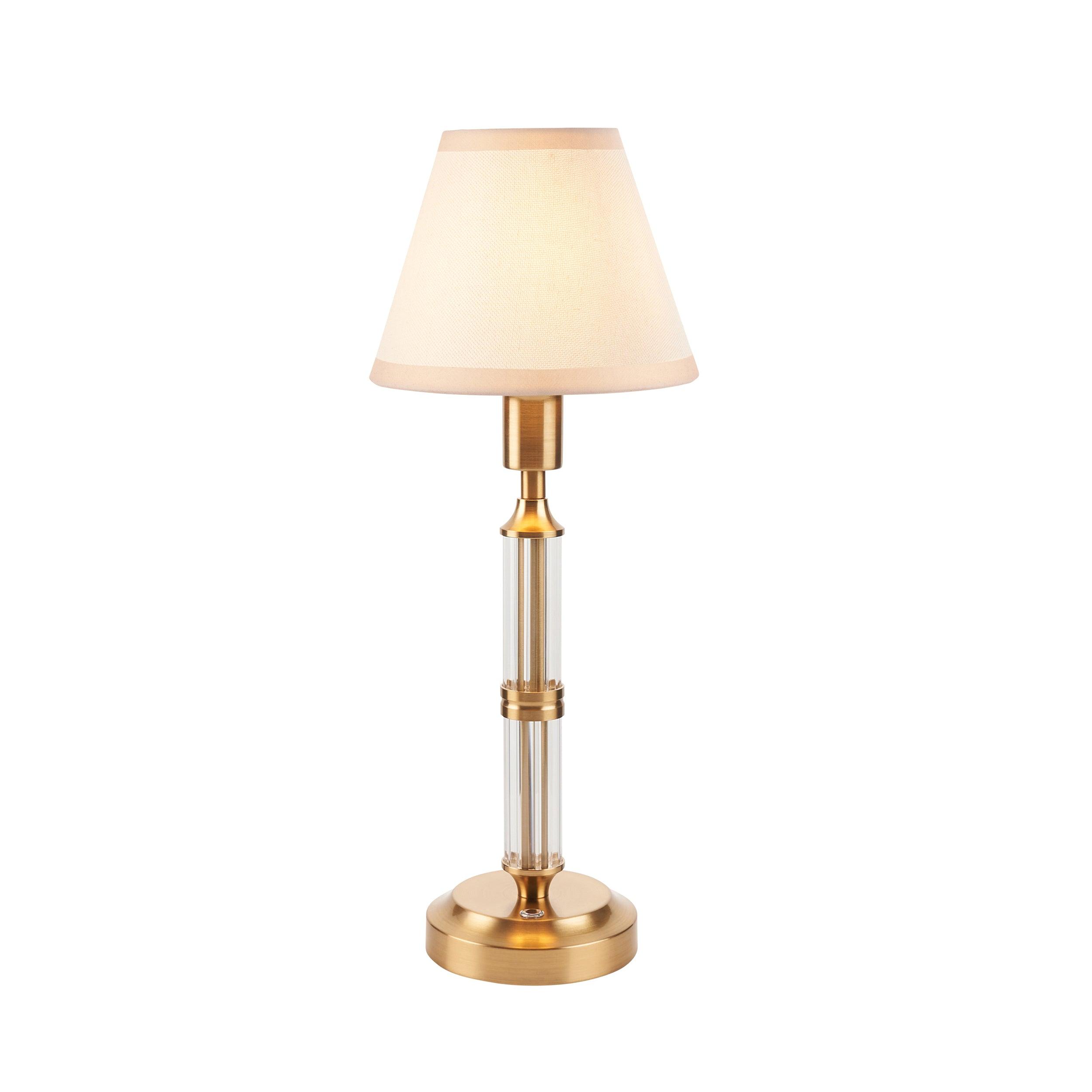 Morton Rechargeable Table Lamp & Ivy 16cm Vintage White Shade