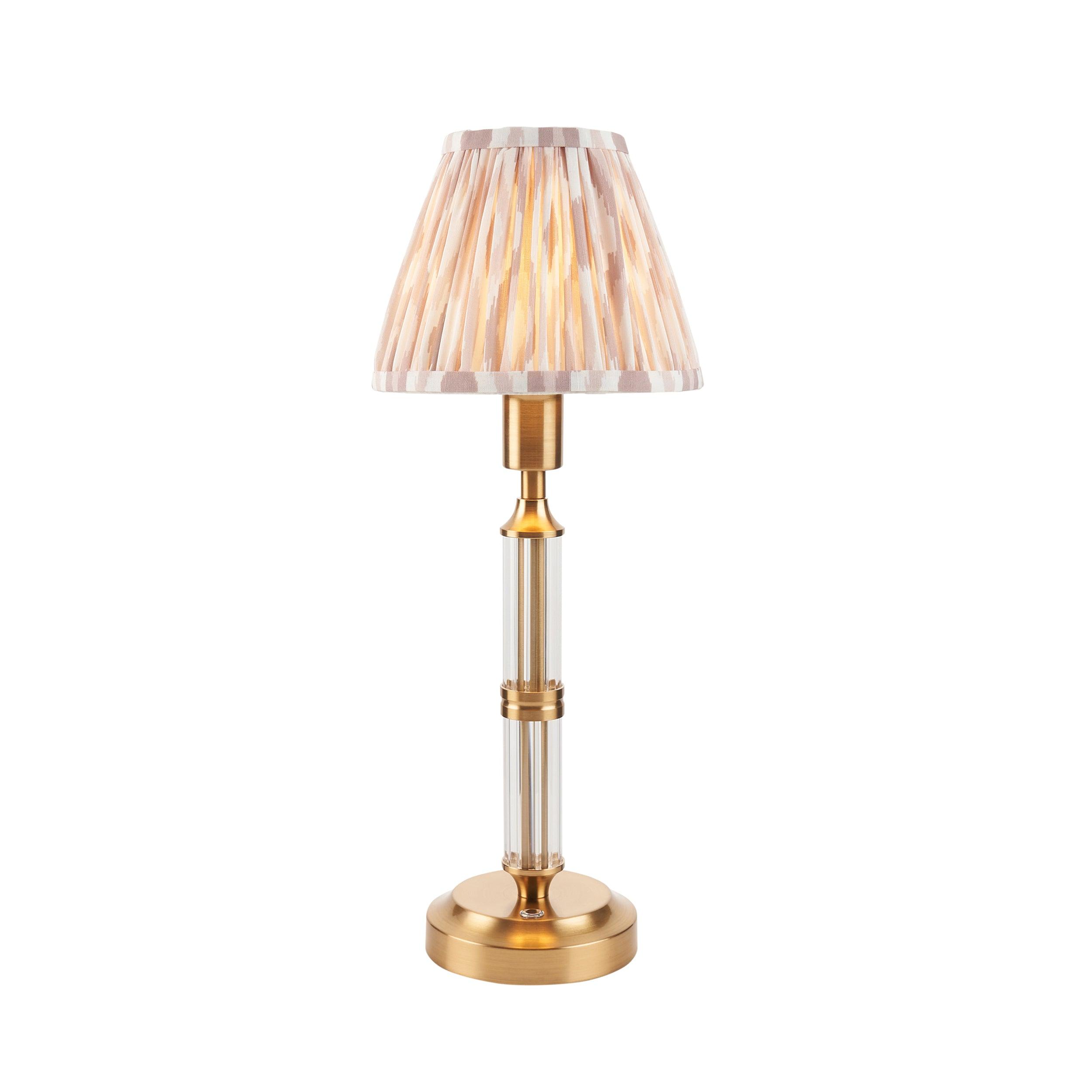 Morton Rechargeable Table Lamp & Ikat 16cm Neutral Shade