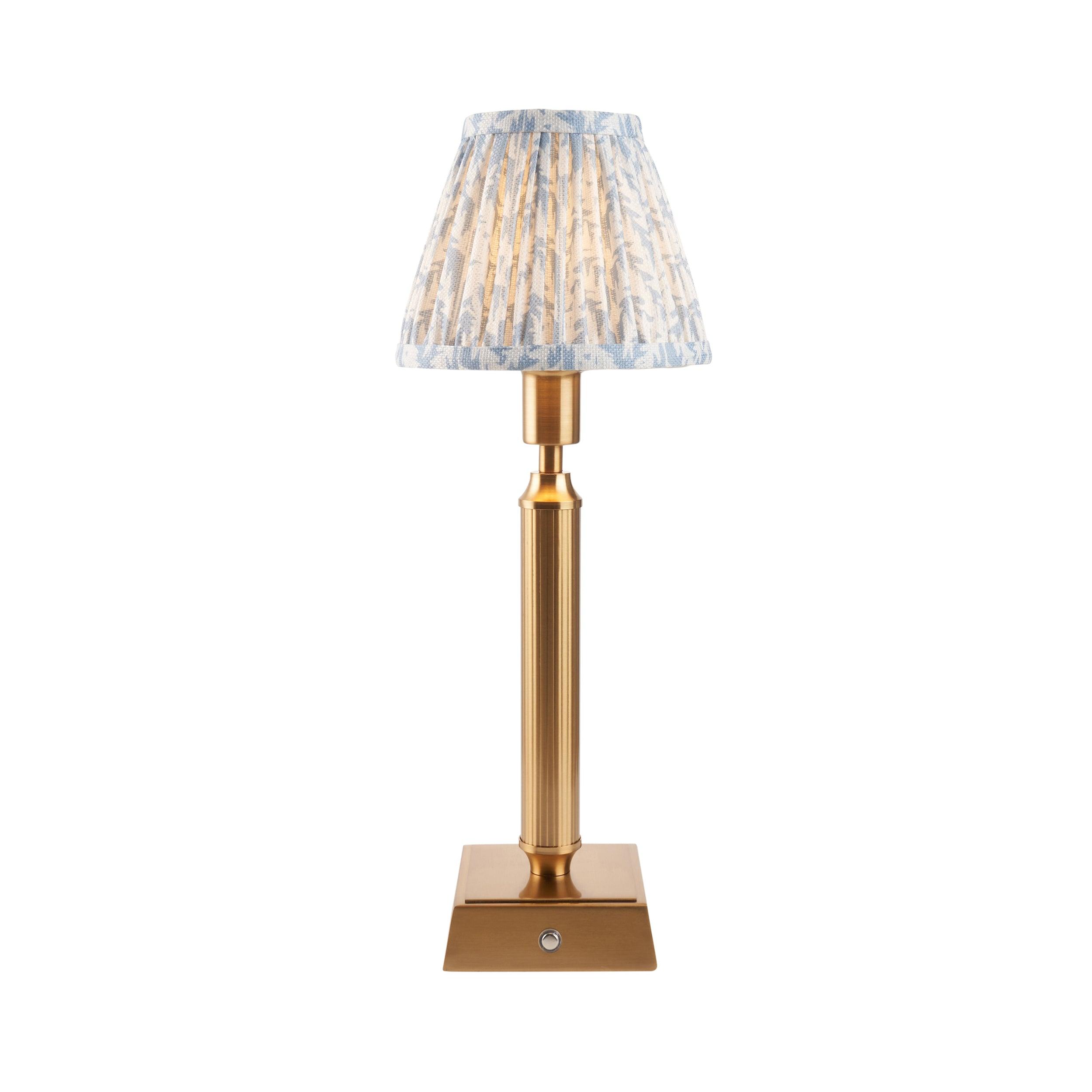 Trobridge Rechargeable Table Lamp & Leaf 16cm Shell Bay Blue Shade