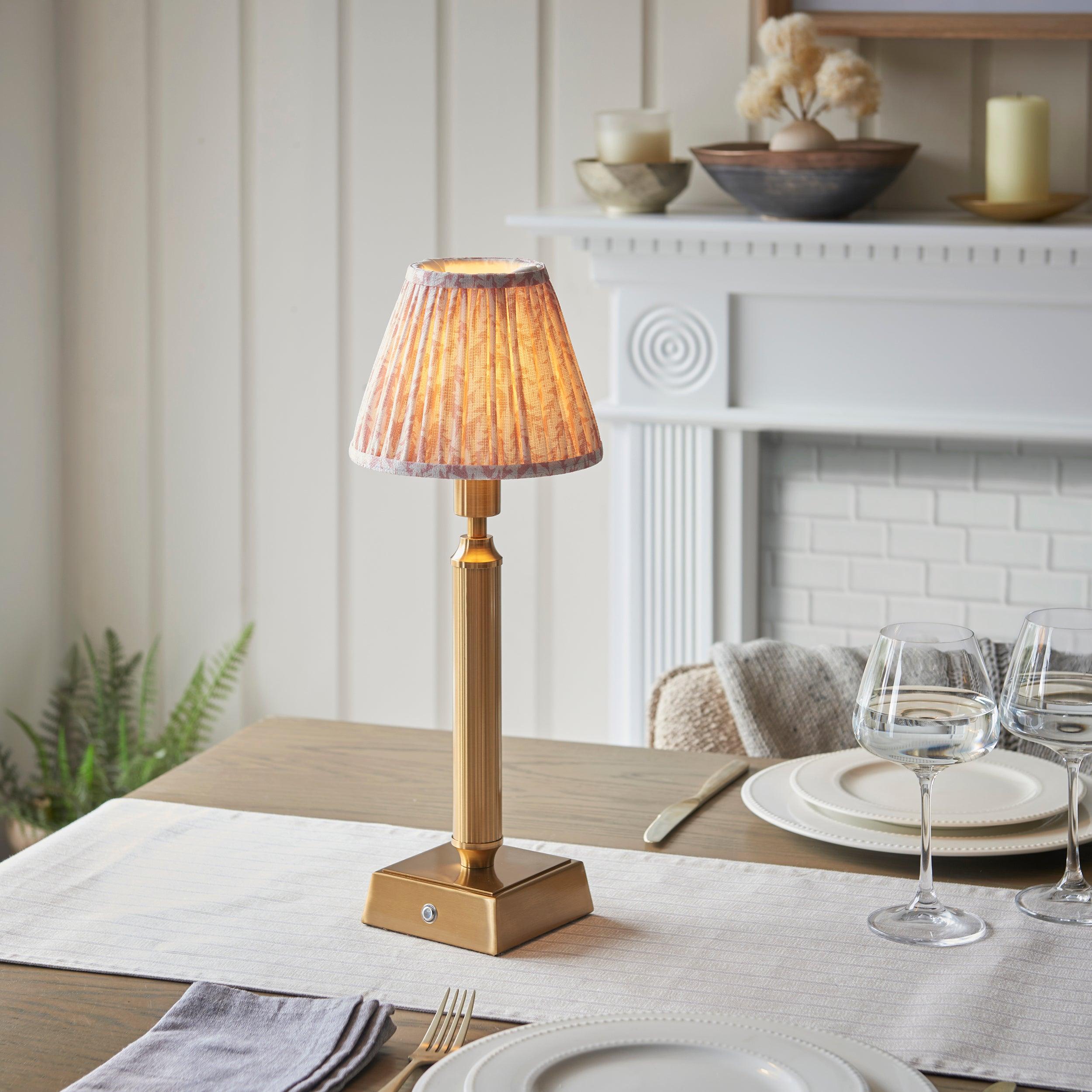 Trobridge Rechargeable Table Lamp & Leaf 16cm Peachy Keen Shade