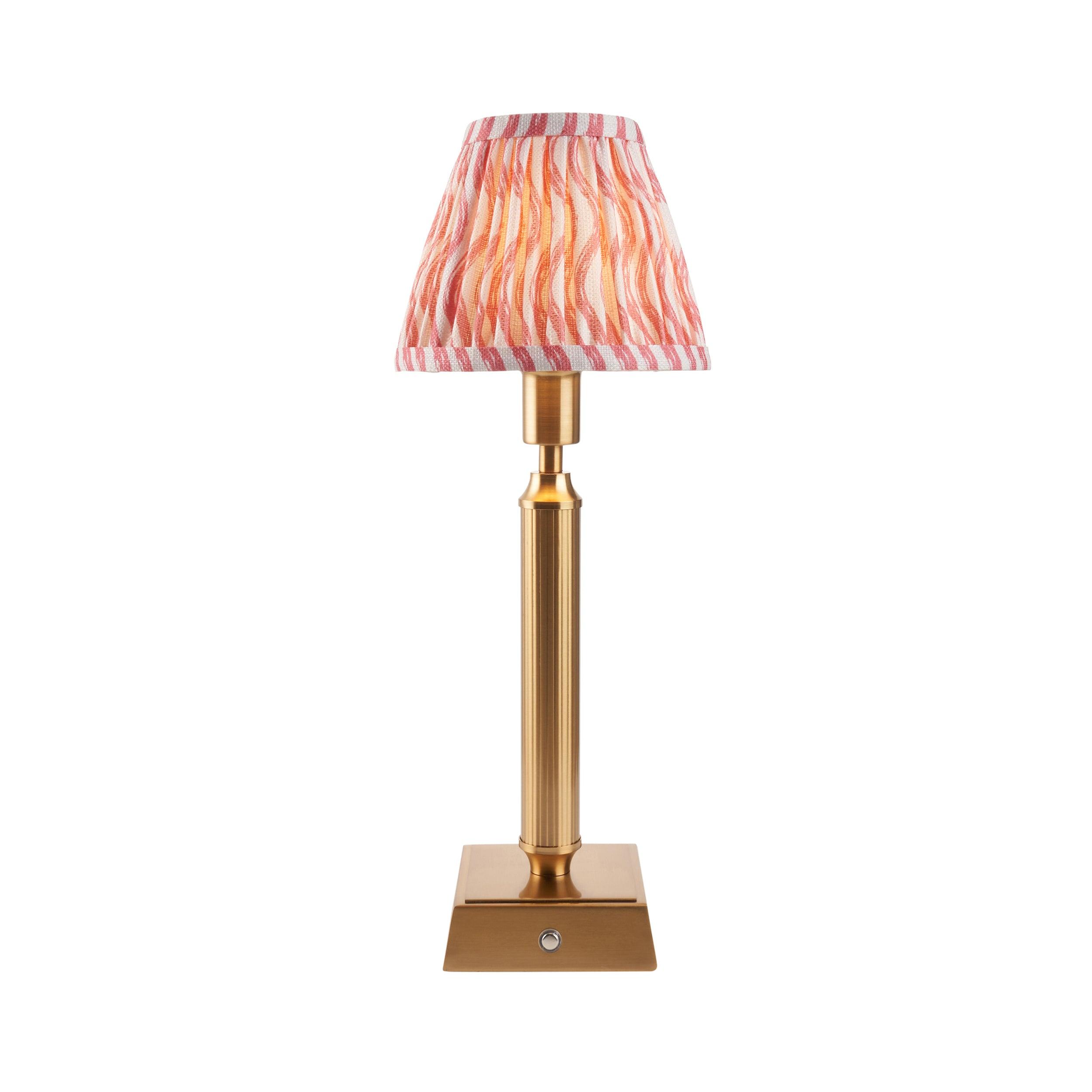Trobridge Rechargeable Table Lamp & Ripple 16cm Coral Pink Shade