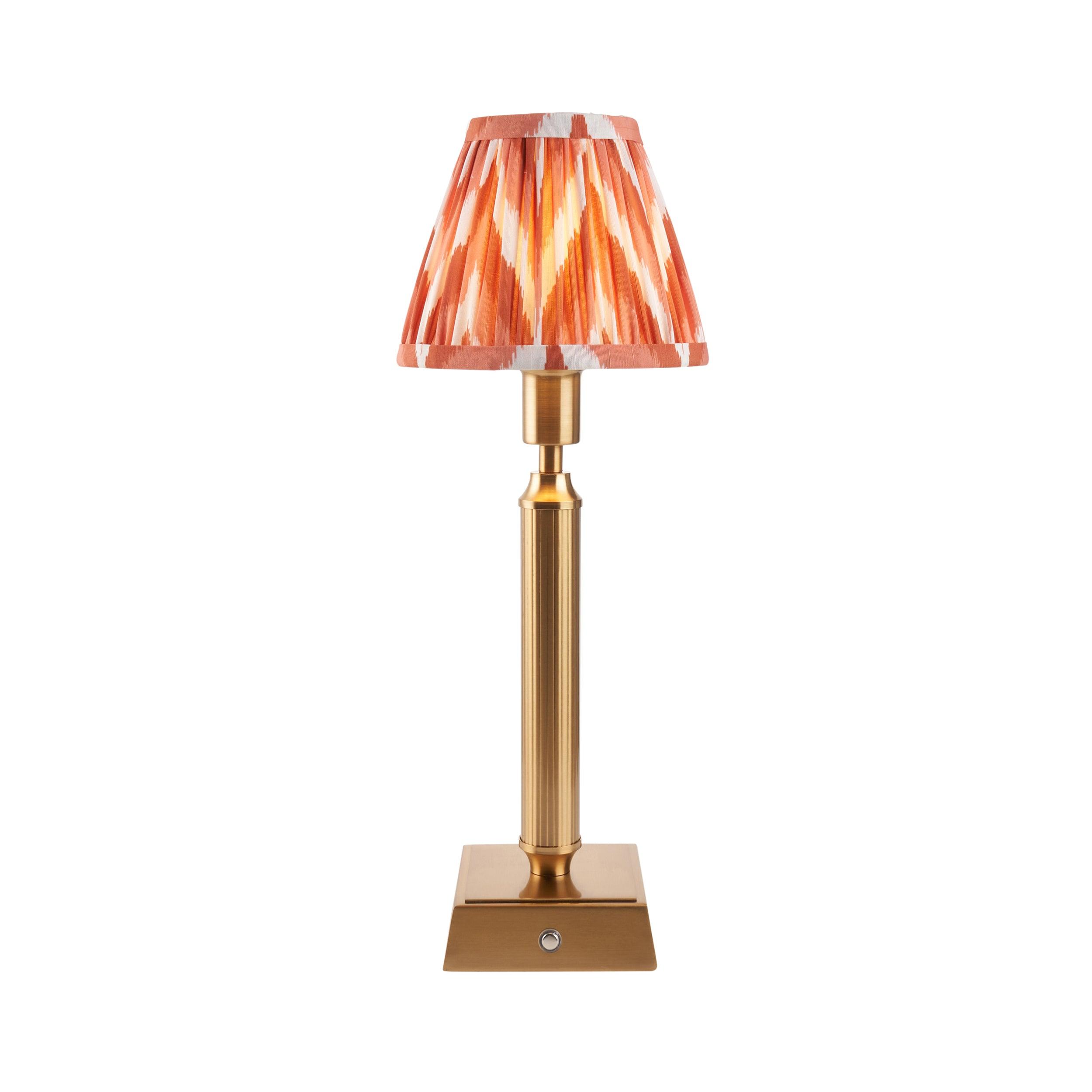 Trobridge Rechargeable Table Lamp & Zigzag 16cm Apricot Orange Shade