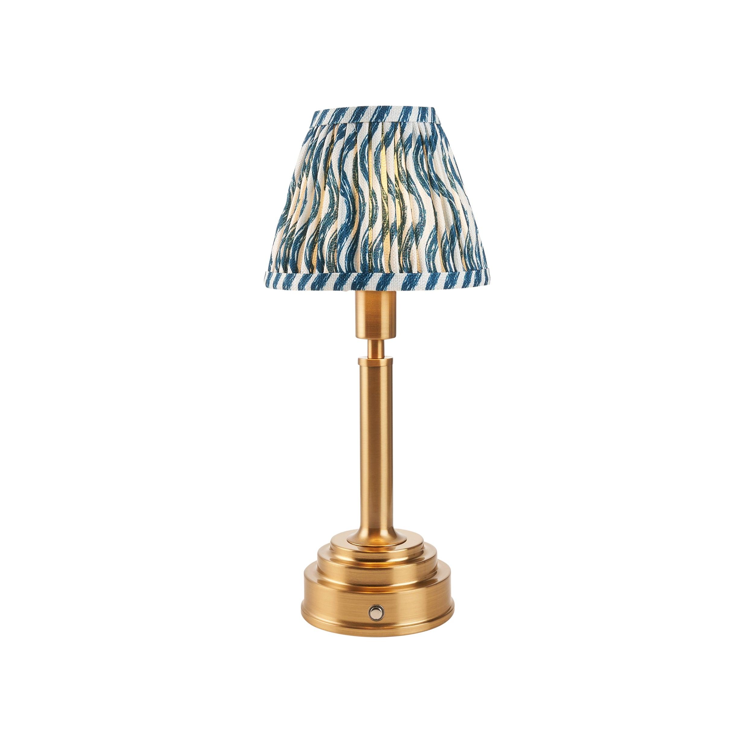 Upton Rechargeable Table Lamp & Ripple 16cm Marlin Blue Shade