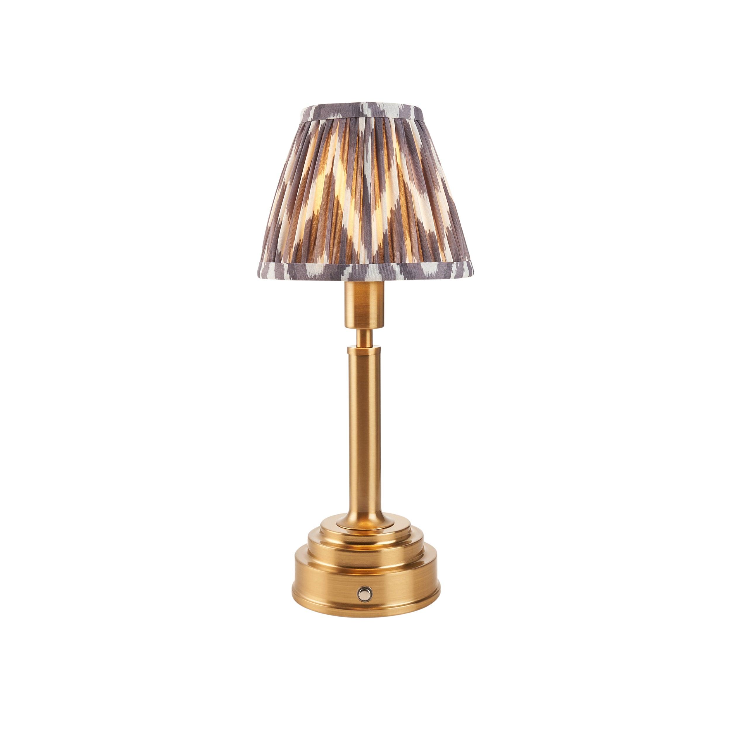 Upton Rechargeable Table Lamp & Zigzag 16cm Pearl Grey Shade