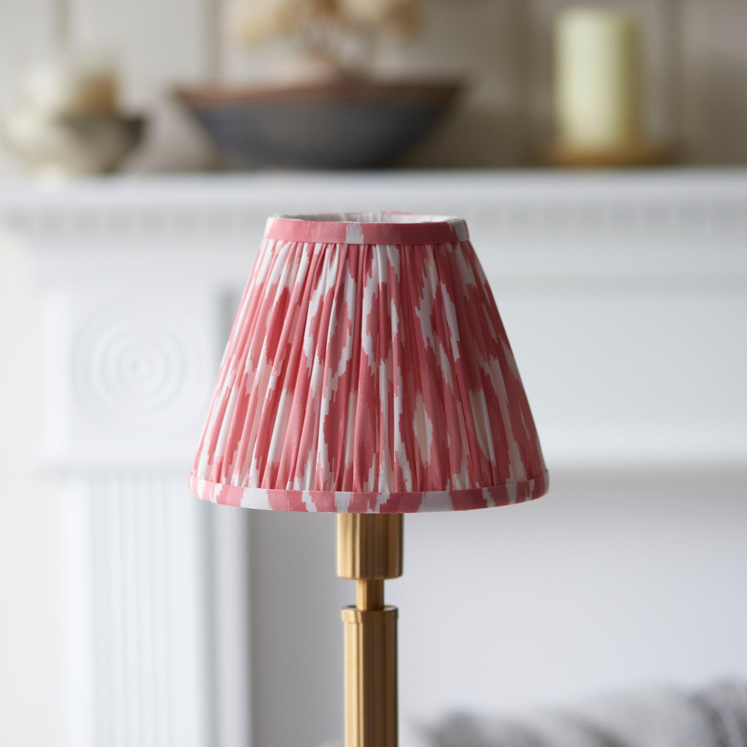 Upton Rechargeable Table Lamp & Ikat 16cm Coral Pink Shade