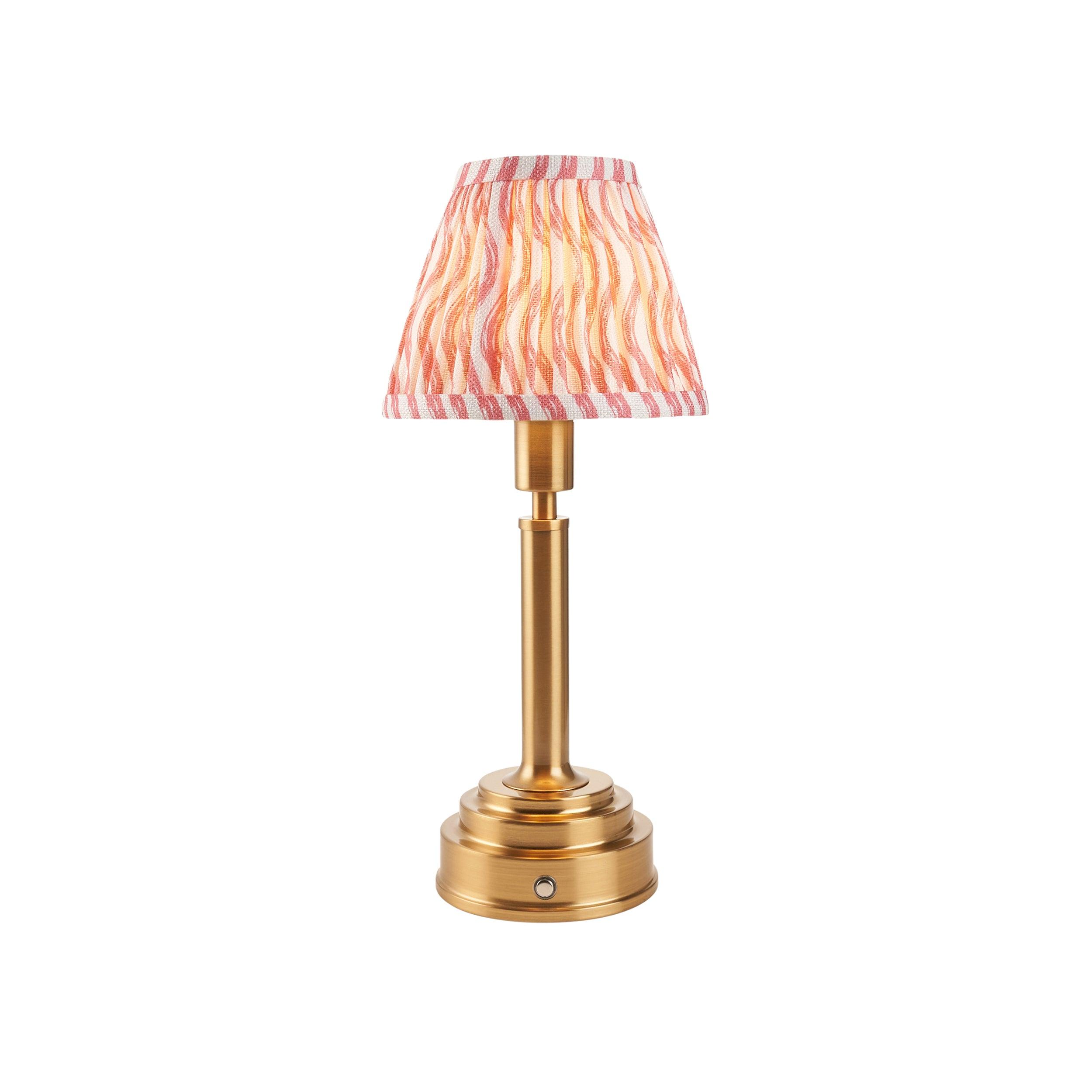 Upton Rechargeable Table Lamp & Ripple 16cm Coral Pink Shade