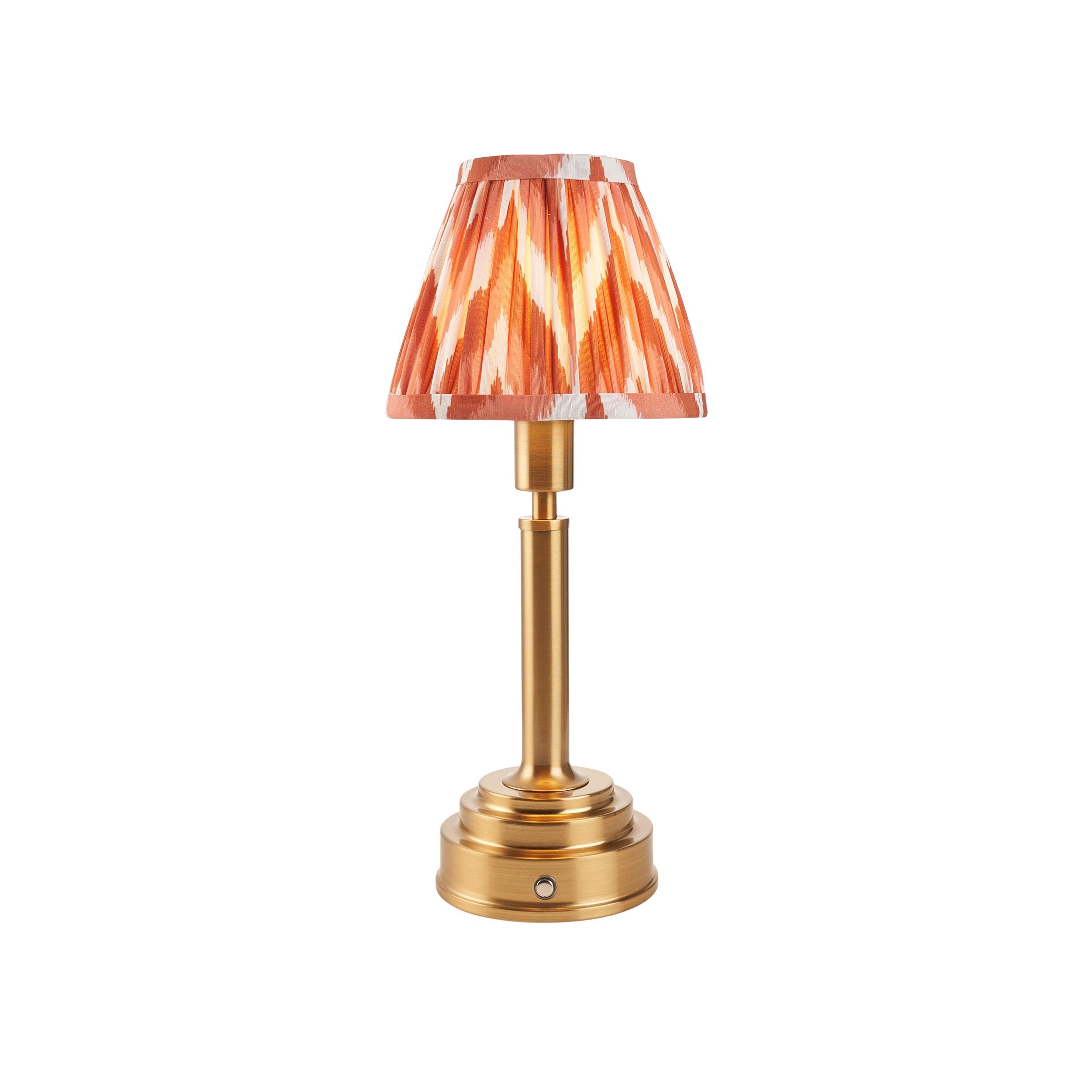 Upton Rechargeable Table Lamp & Zigzag 16cm Apricot Orange Shade