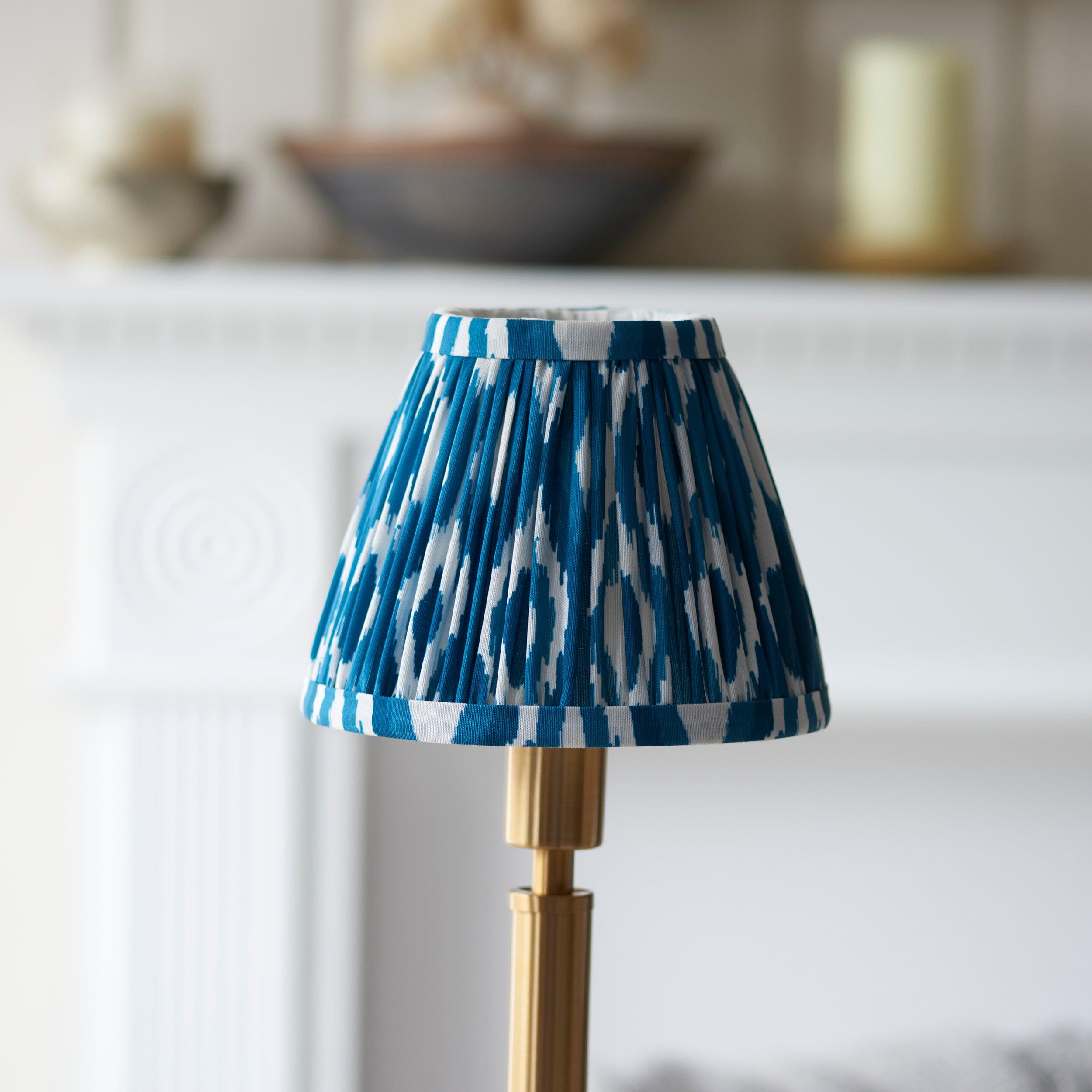 Upton Rechargeable Table Lamp & Ikat 16cm Marlin Blue Shade