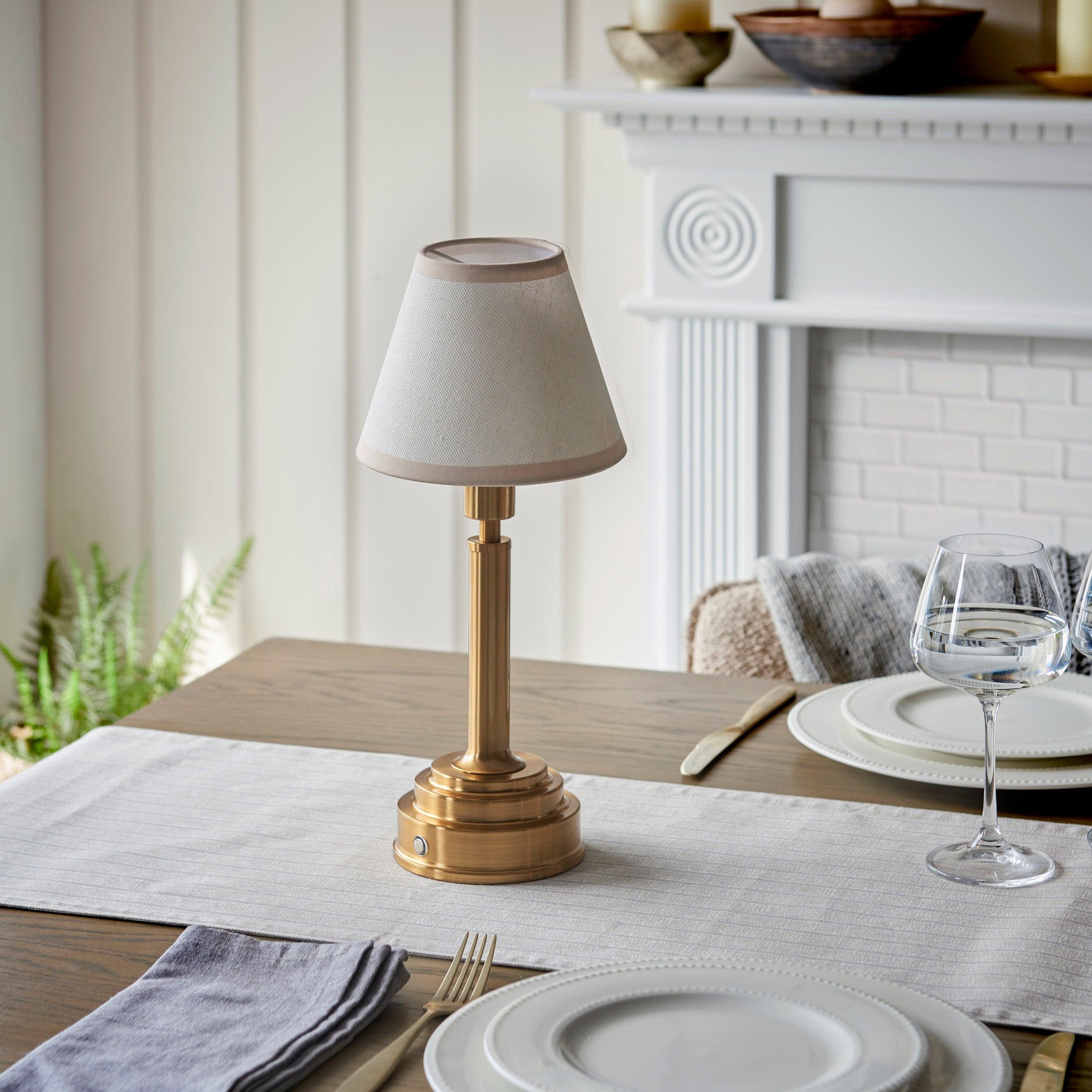 Upton Rechargeable Table Lamp & Ivy 16cm Vintage White Shade