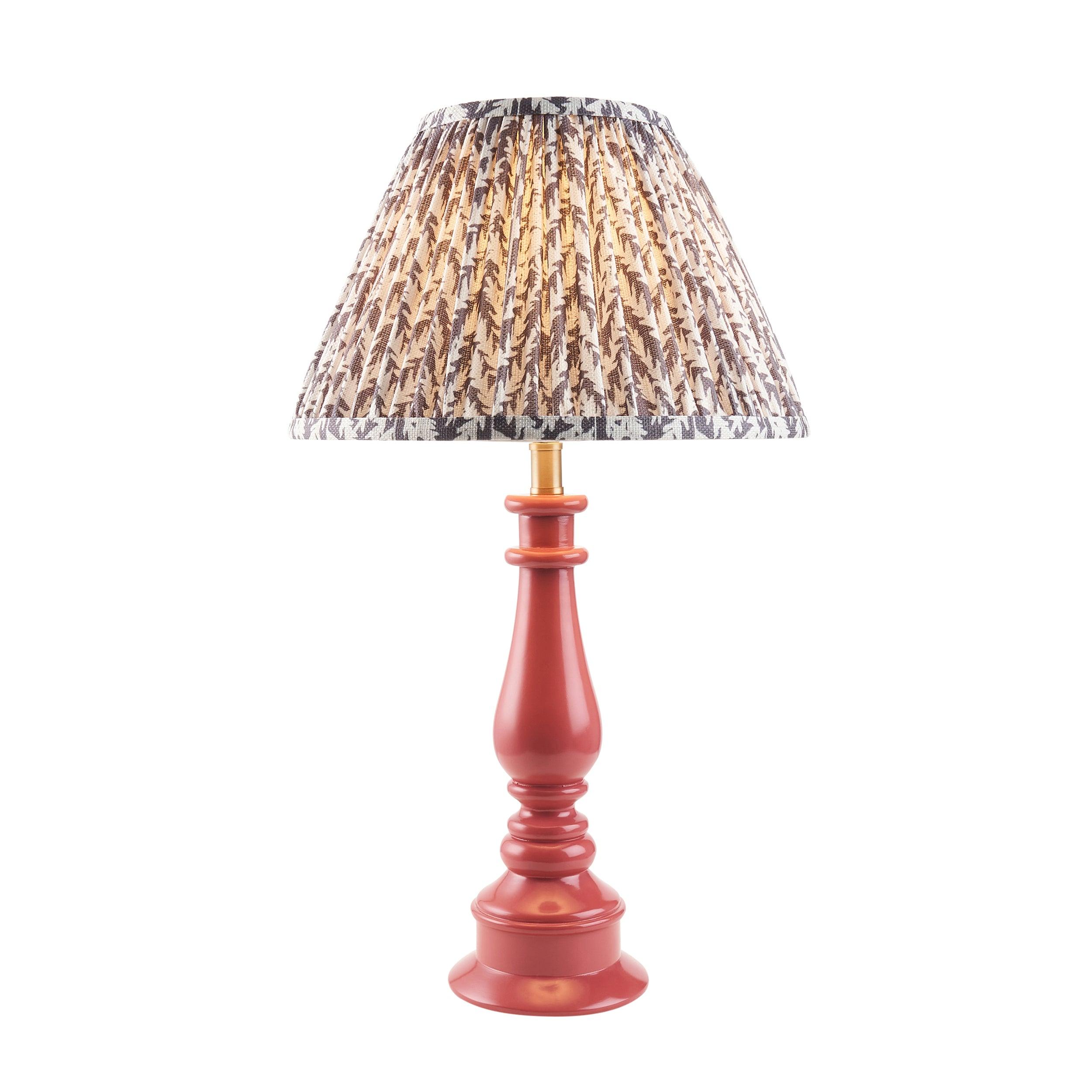 Myrtle Pink Table Lamp & Leaf 30cm Pearl Grey Shade