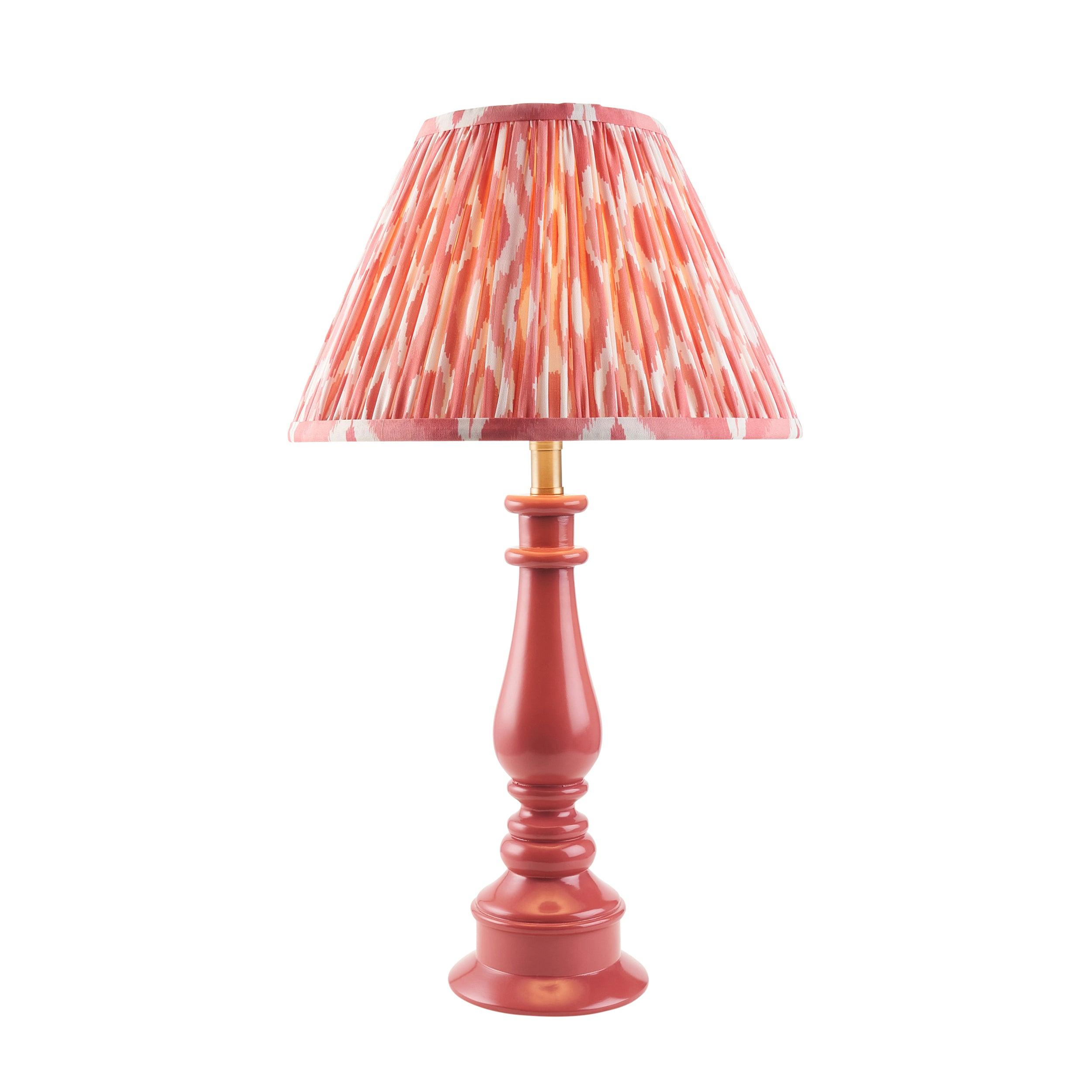 Myrtle Pink Table Lamp & Ikat 30cm Coral Pink Shade