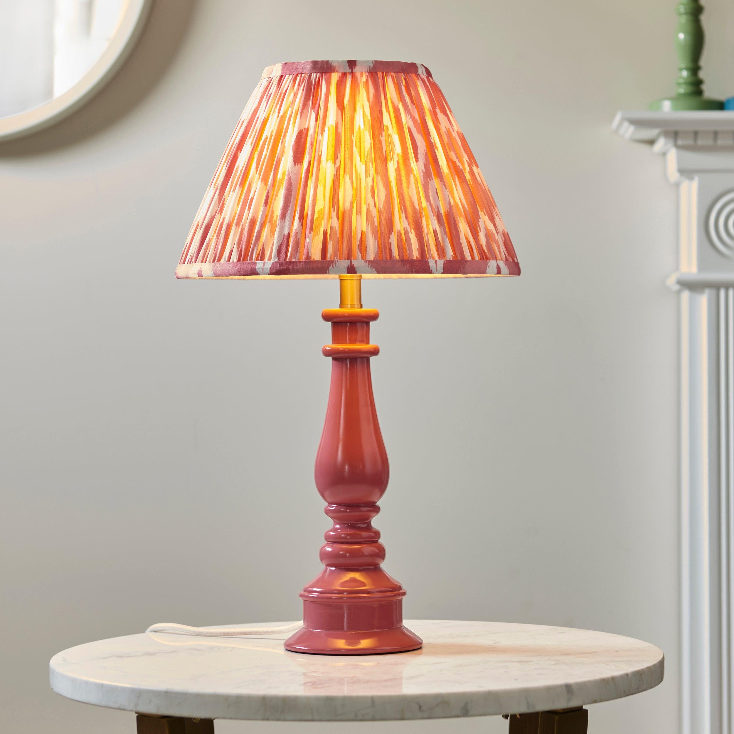 Myrtle Pink Table Lamp & Ikat 30cm Coral Pink Shade