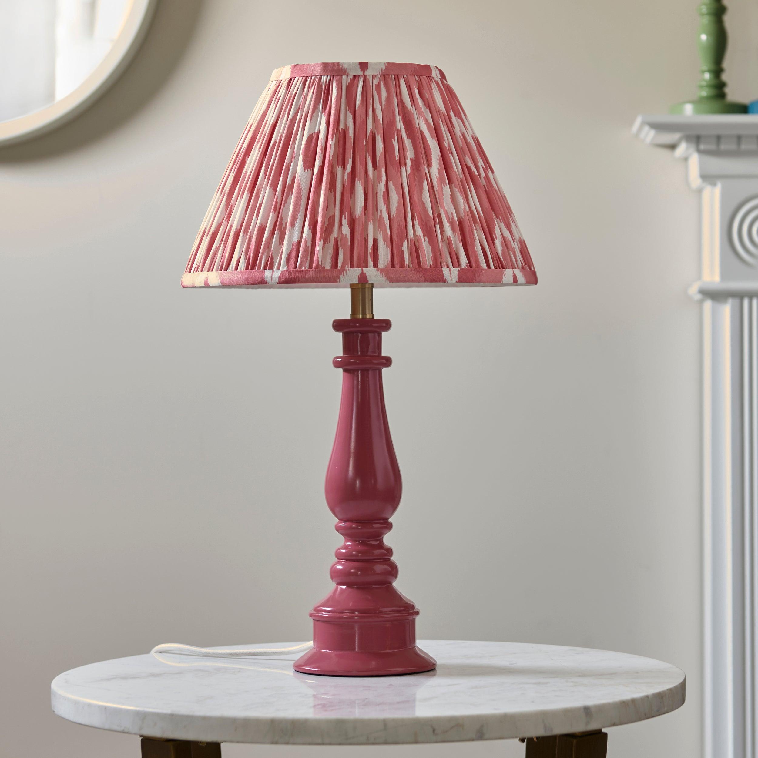 Myrtle Pink Table Lamp & Ikat 30cm Coral Pink Shade