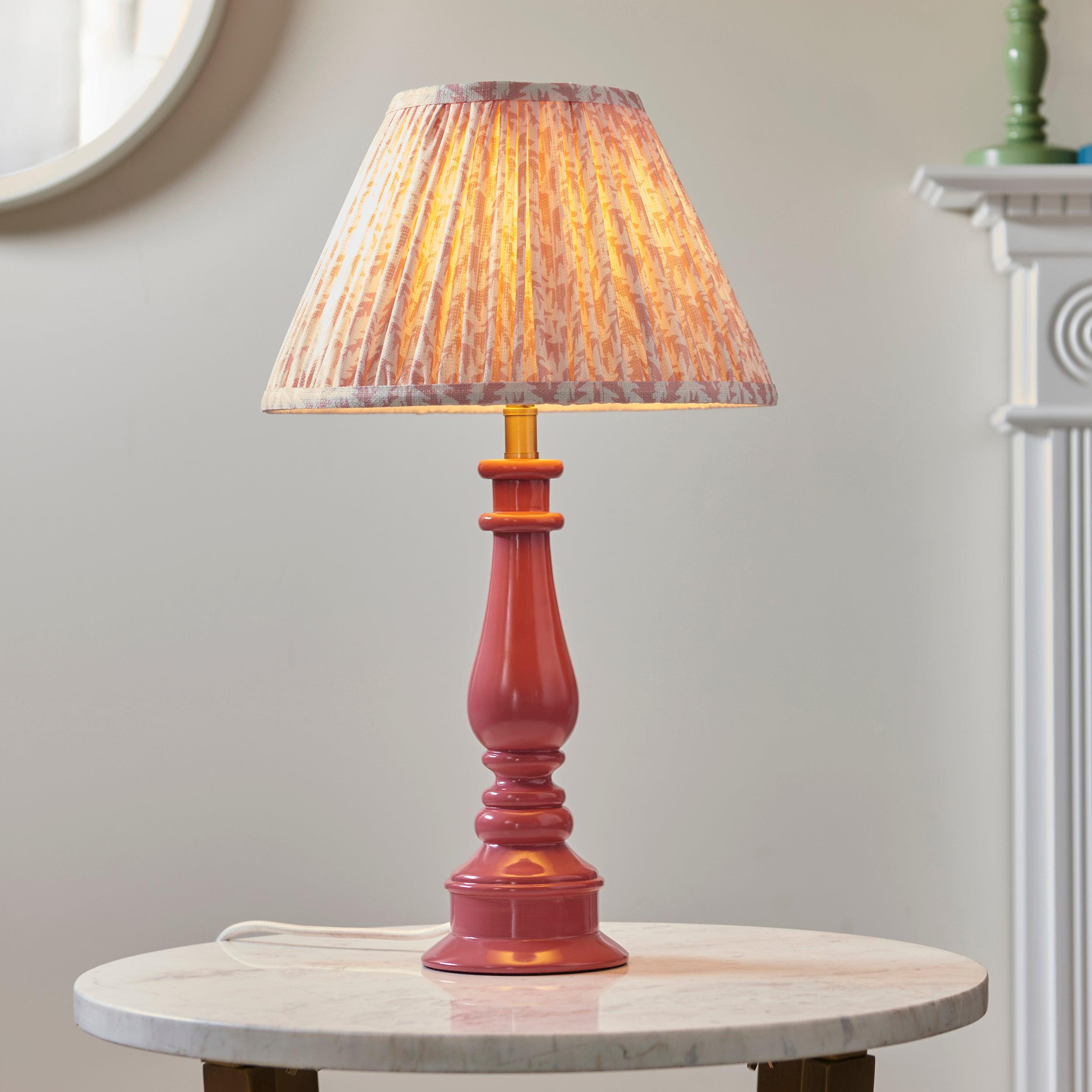 Myrtle Pink Table Lamp & Leaf 30cm Peachy Keen Shade