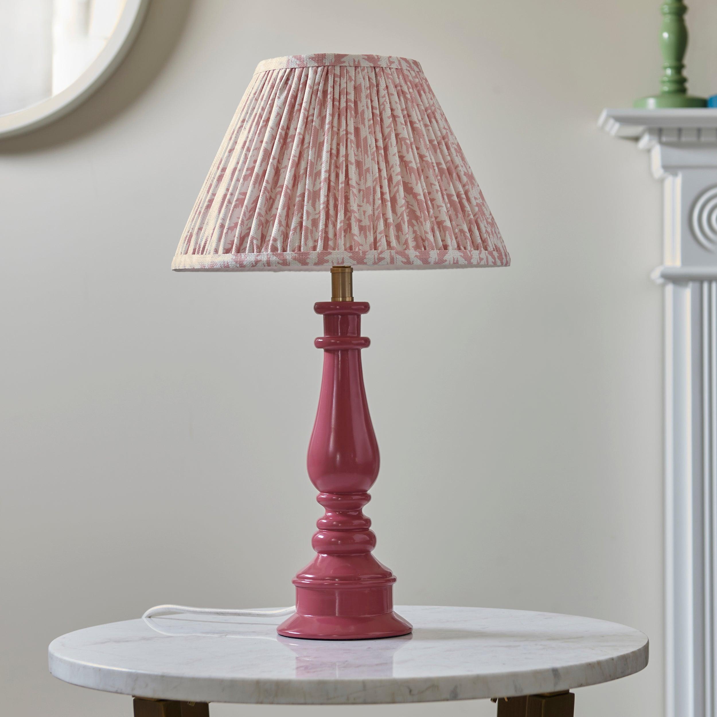 Myrtle Pink Table Lamp & Leaf 30cm Peachy Keen Shade