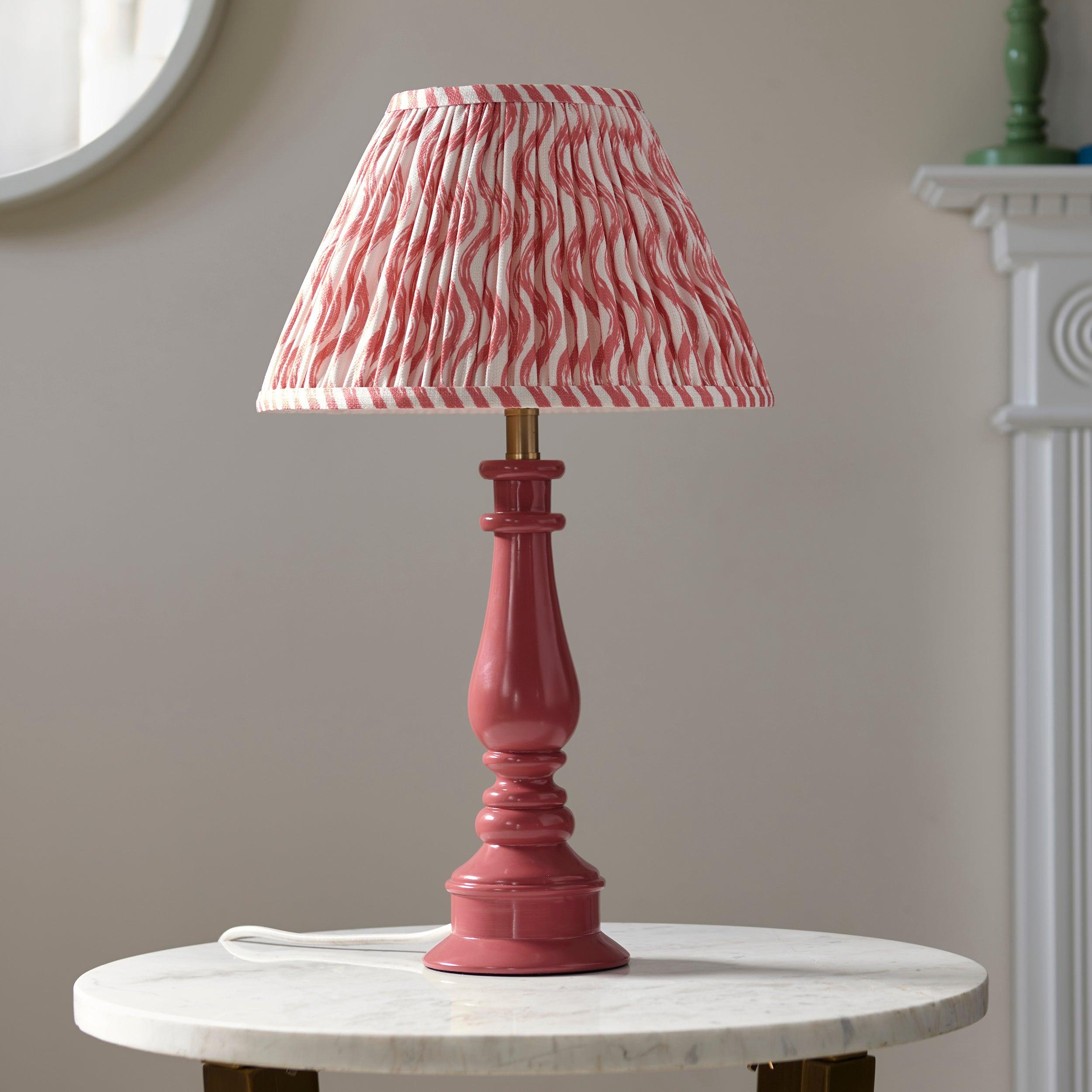 Myrtle Pink Table Lamp & Ripple 30cm Coral Pink Shade