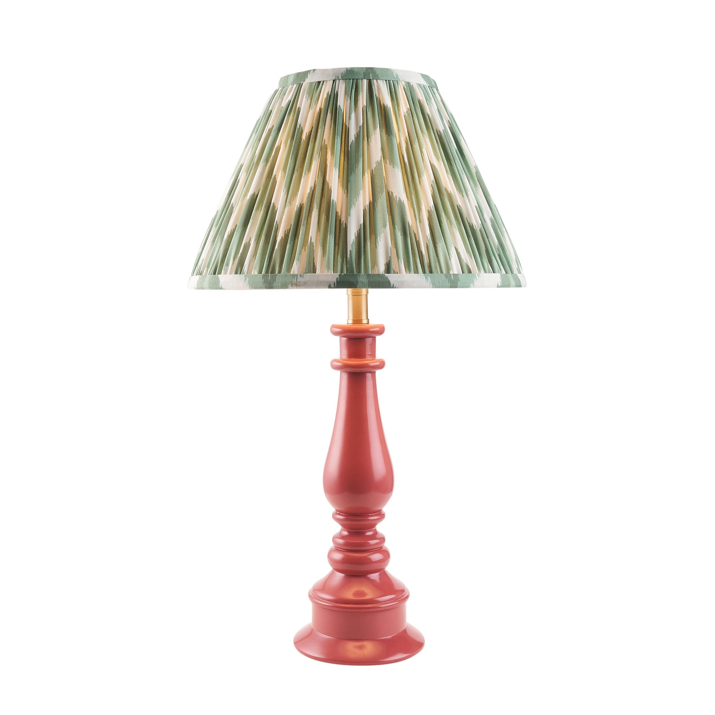 Myrtle Pink Table Lamp & Zigzag 30cm Cotswold Green Shade