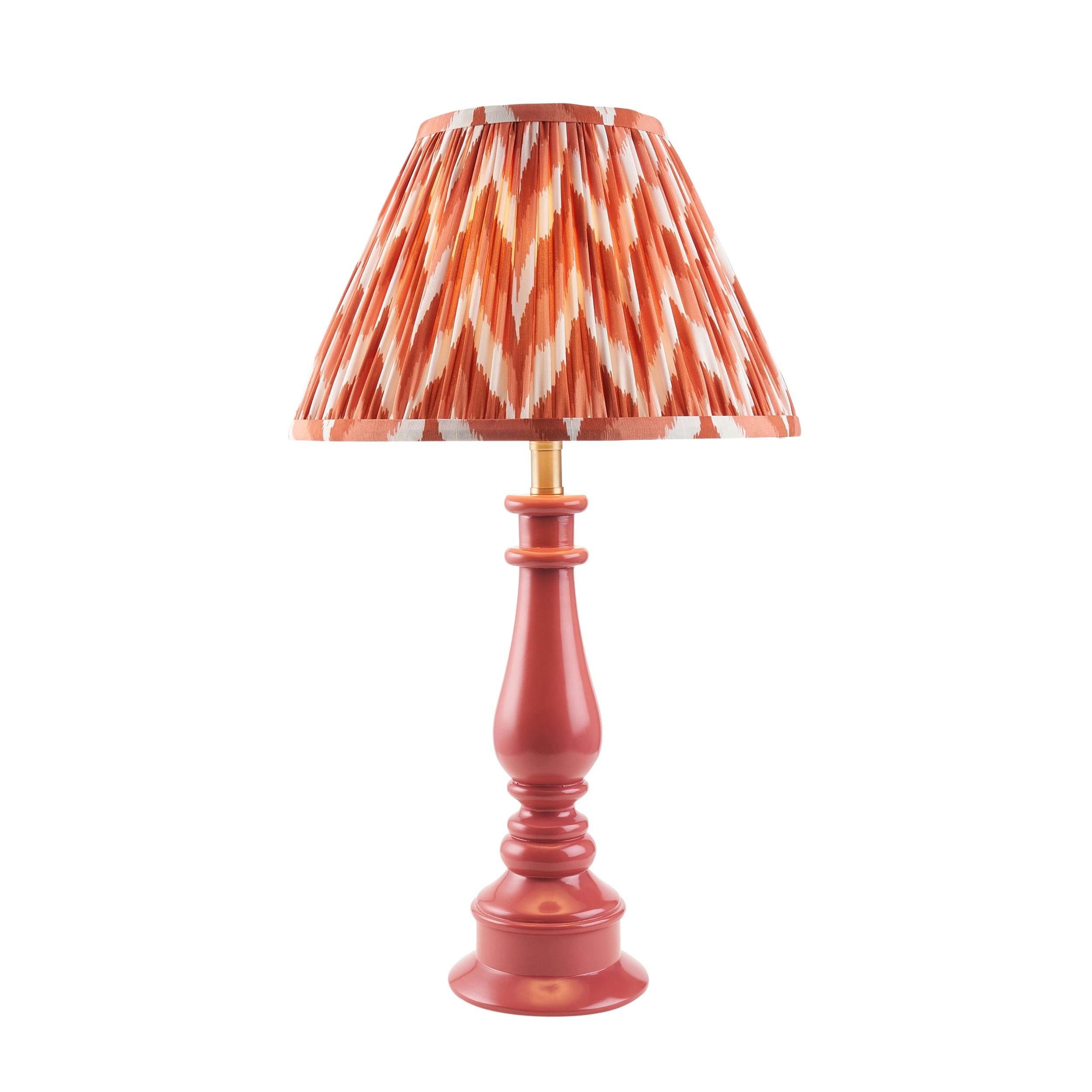 Myrtle Pink Table Lamp & Zigzag 30cm Apricot Orange Shade