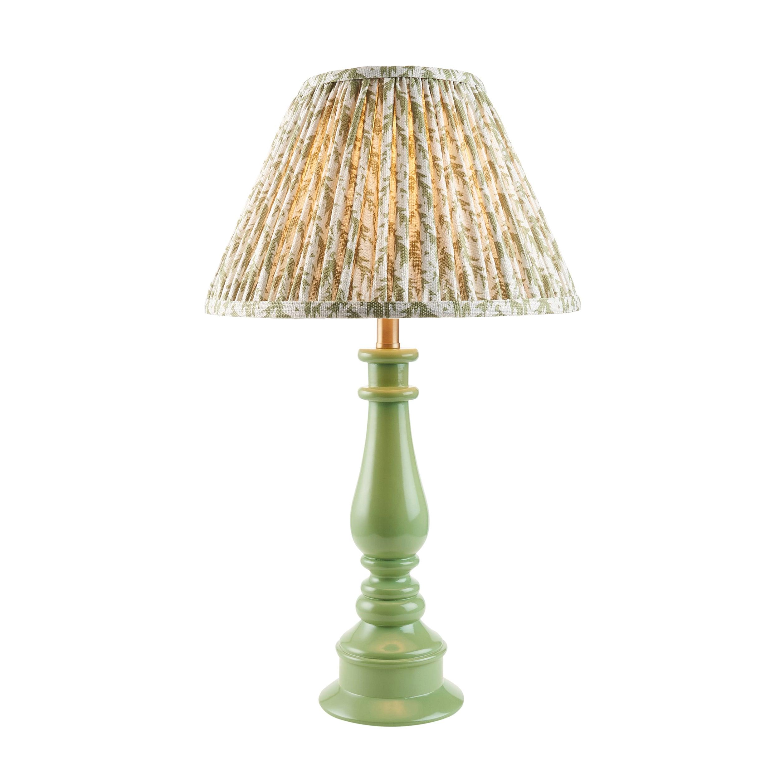 Myrtle Green Table Lamp & Leaf 30cm Herb Garden Green Shade