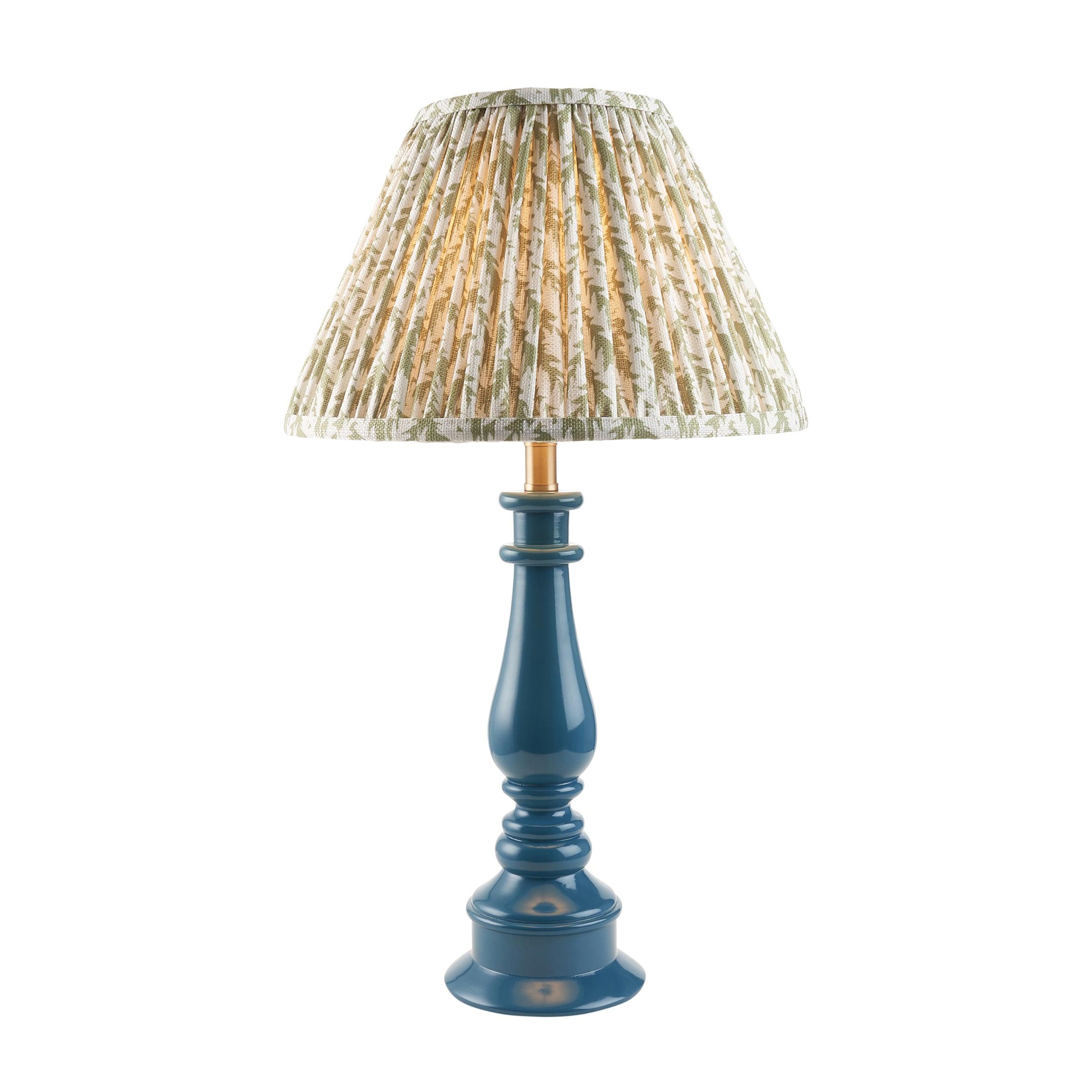 Myrtle Blue Table Lamp & Leaf 30cm Herb Garden Green Shade