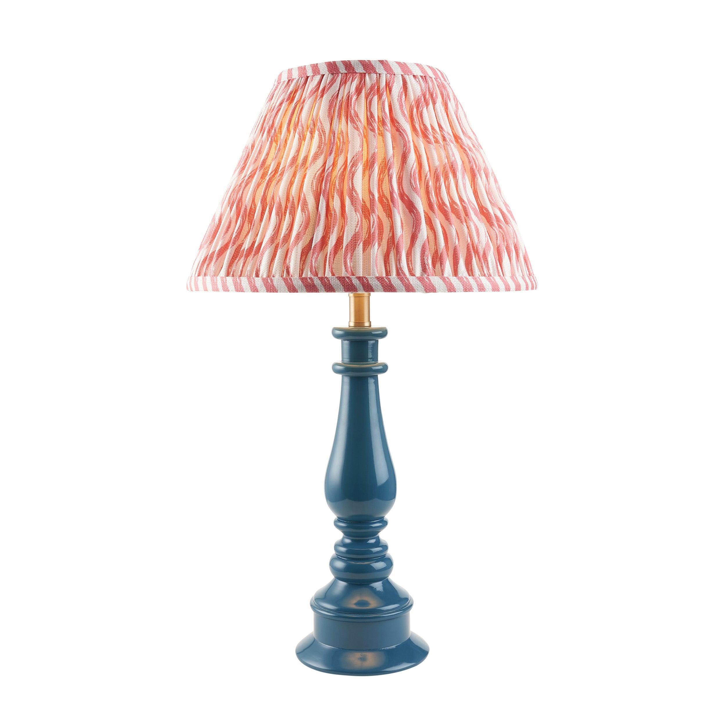 Myrtle Blue Table Lamp & Ripple 30cm Coral Pink Shade