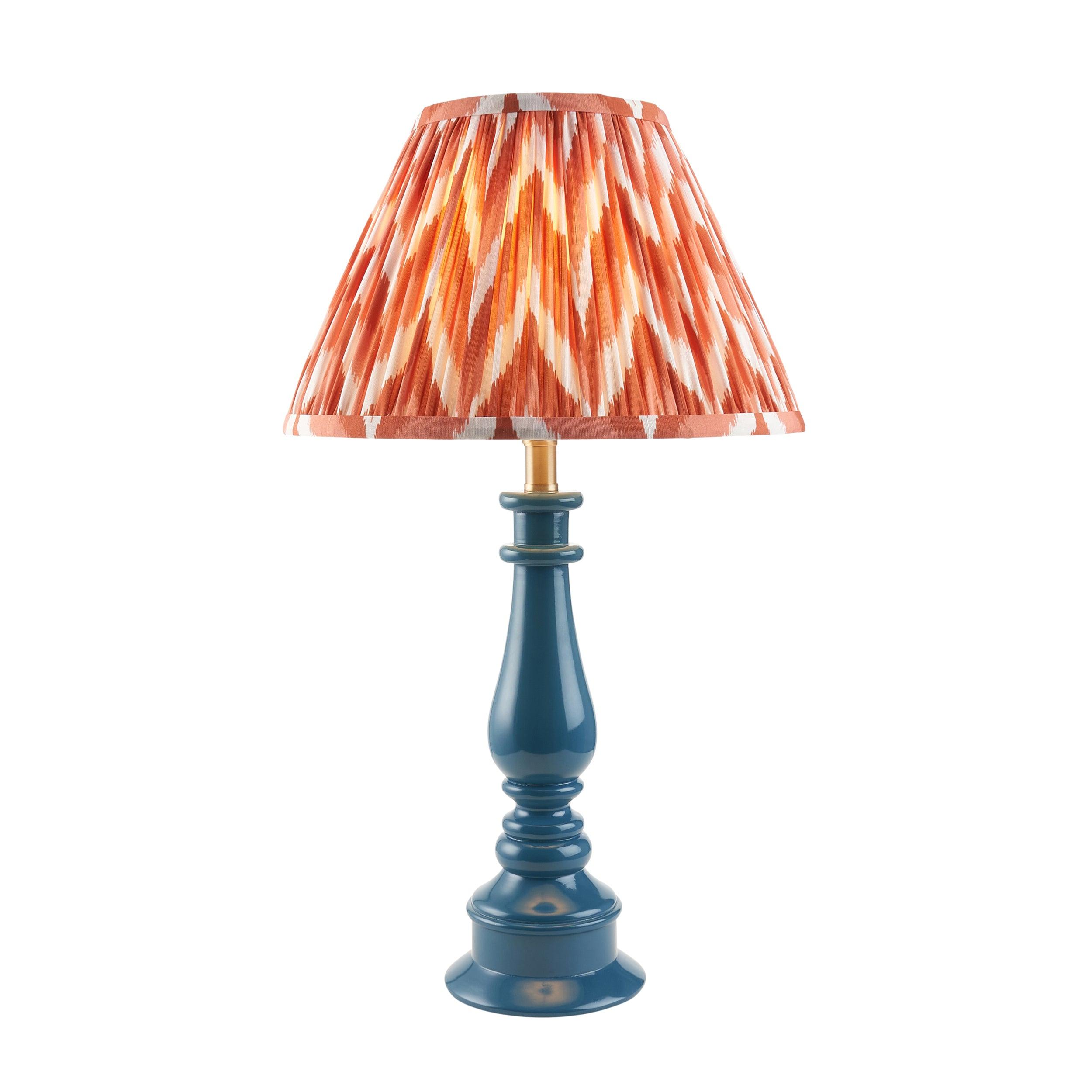 Myrtle Blue Table Lamp & Zigzag 30cm Apricot Orange Shade