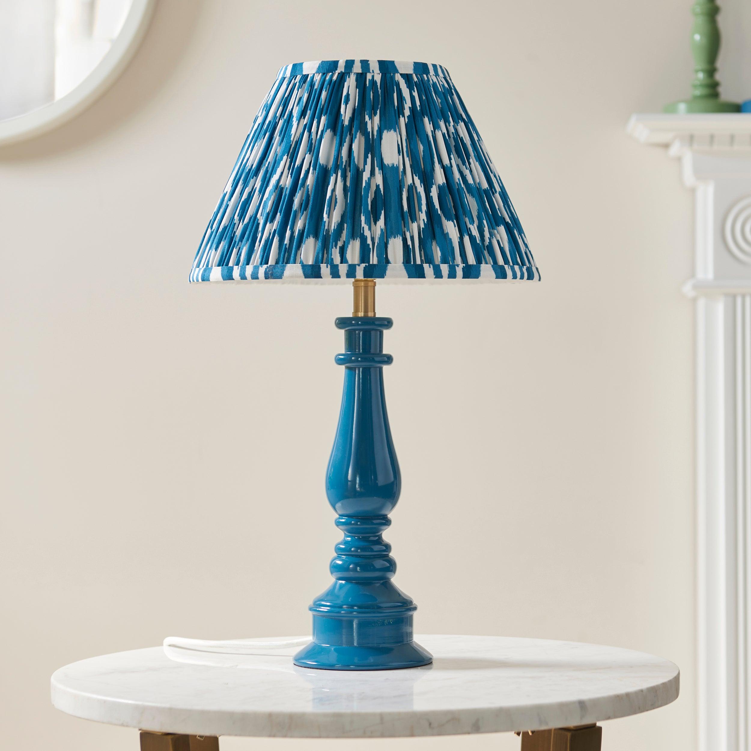 Myrtle Blue Table Lamp & Ikat 30cm Marlin Blue Shade