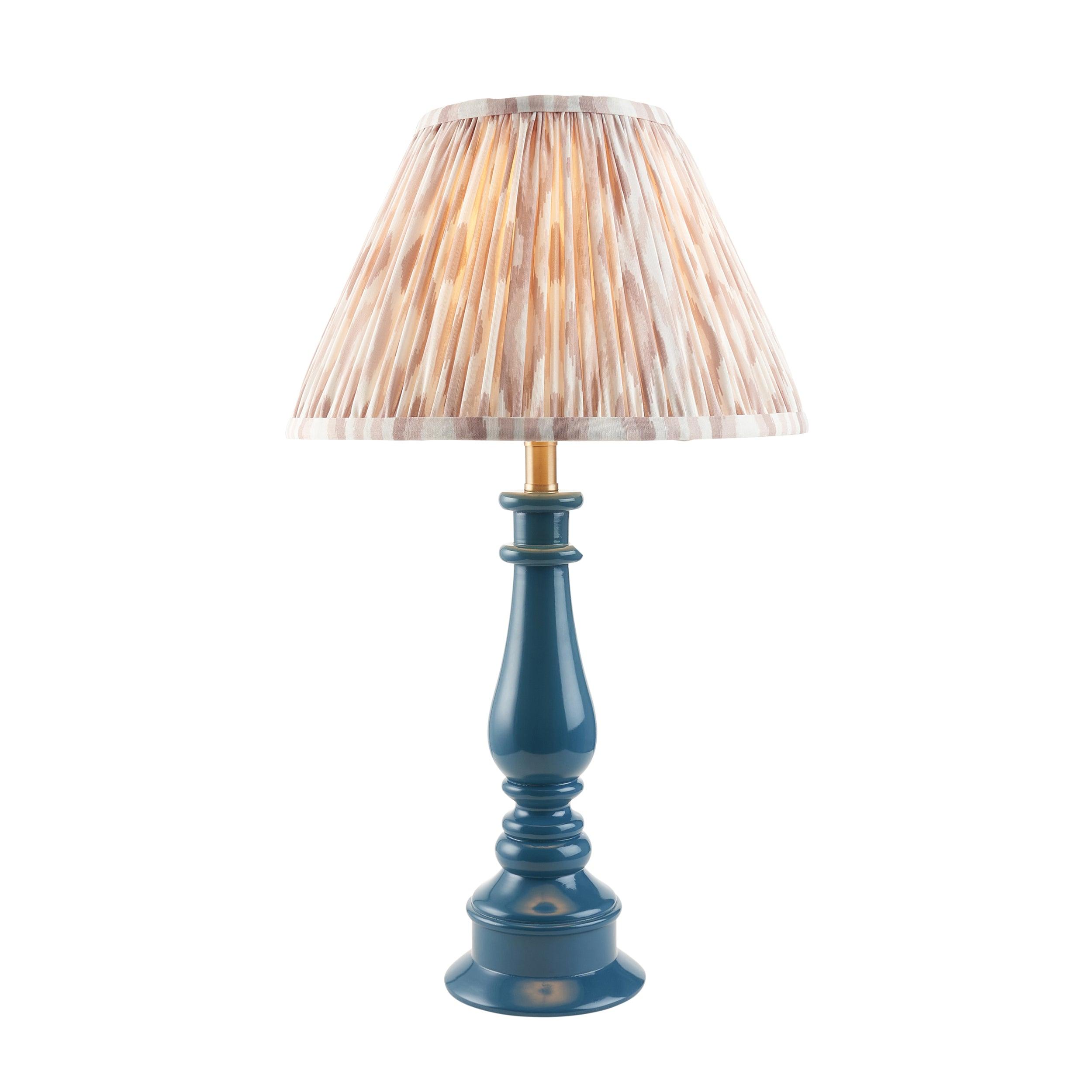 Myrtle Blue Table Lamp & Ikat 30cm Neutral Shade