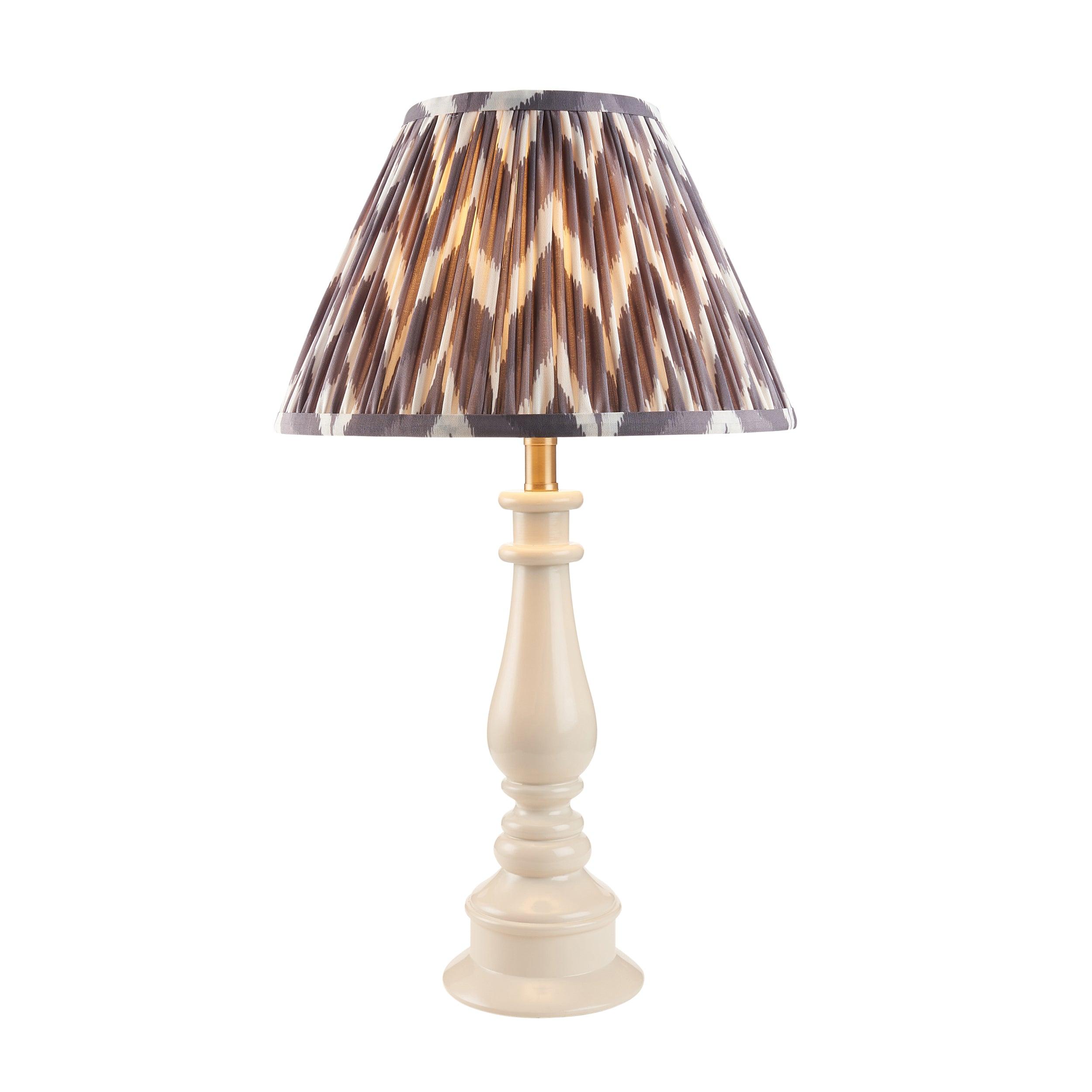 Myrtle White Table Lamp & Zigzag 30cm Pearl Grey Shade