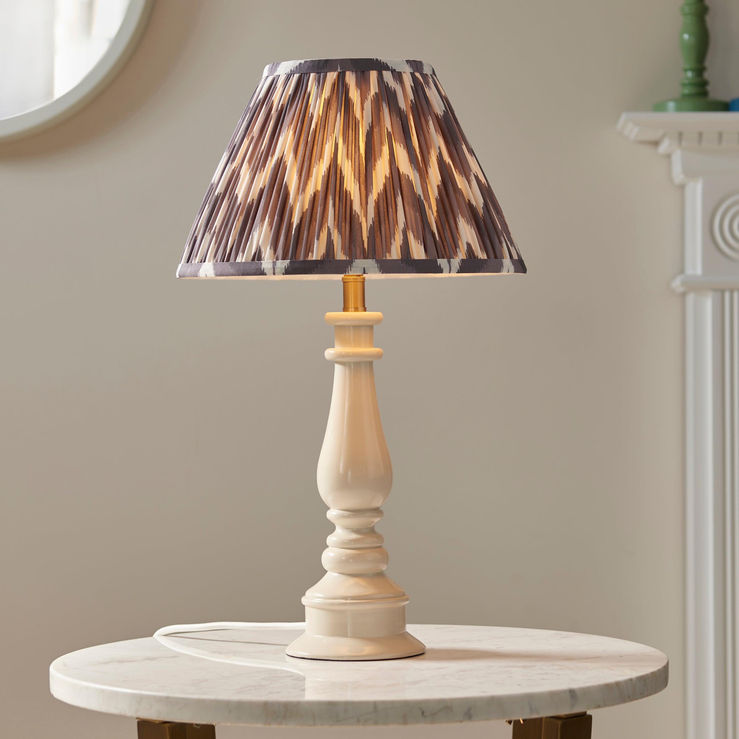 Myrtle White Table Lamp & Zigzag 30cm Pearl Grey Shade