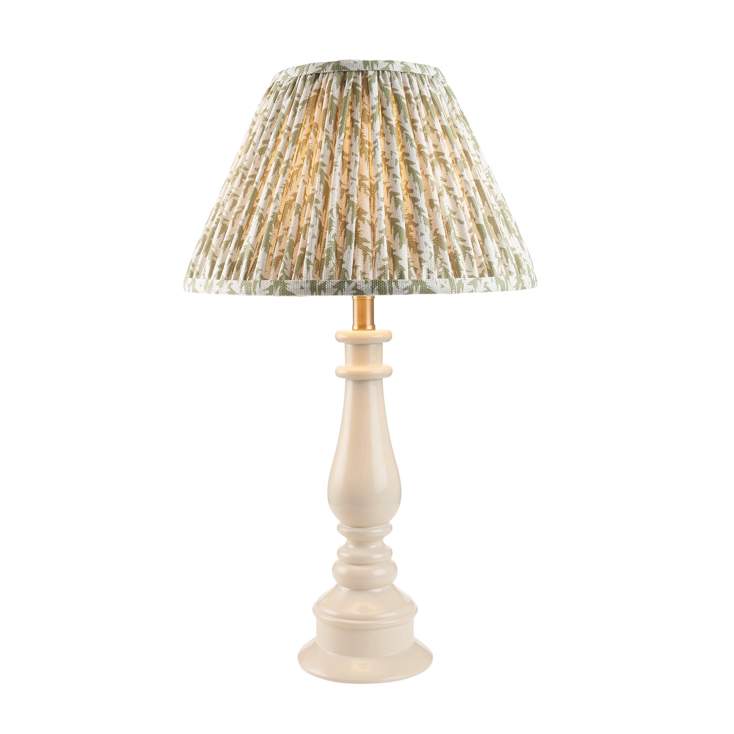 Myrtle White Table Lamp & Leaf 30cm Herb Garden Green Shade