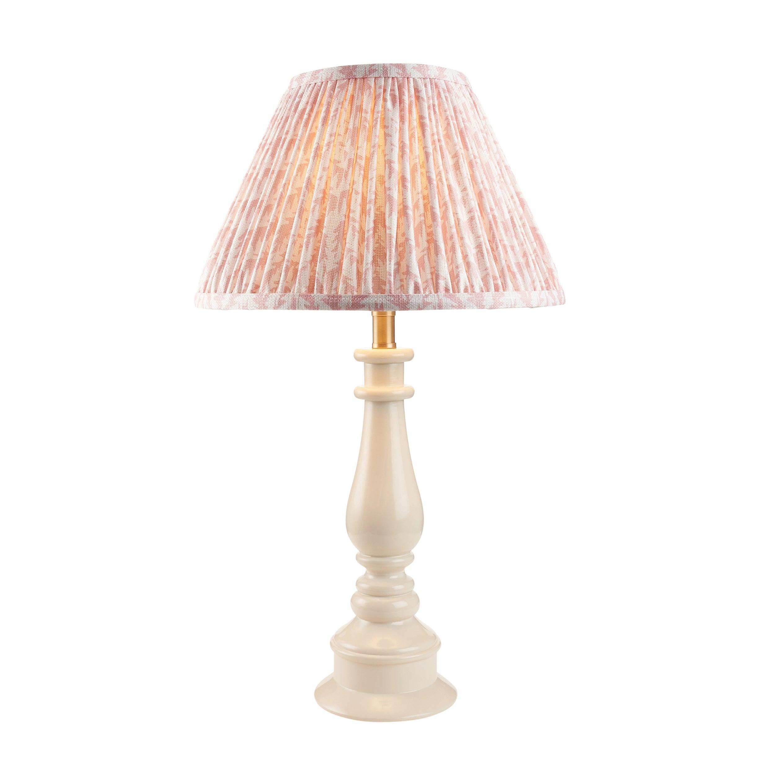 Myrtle White Table Lamp & Leaf 30cm Peachy Keen Shade