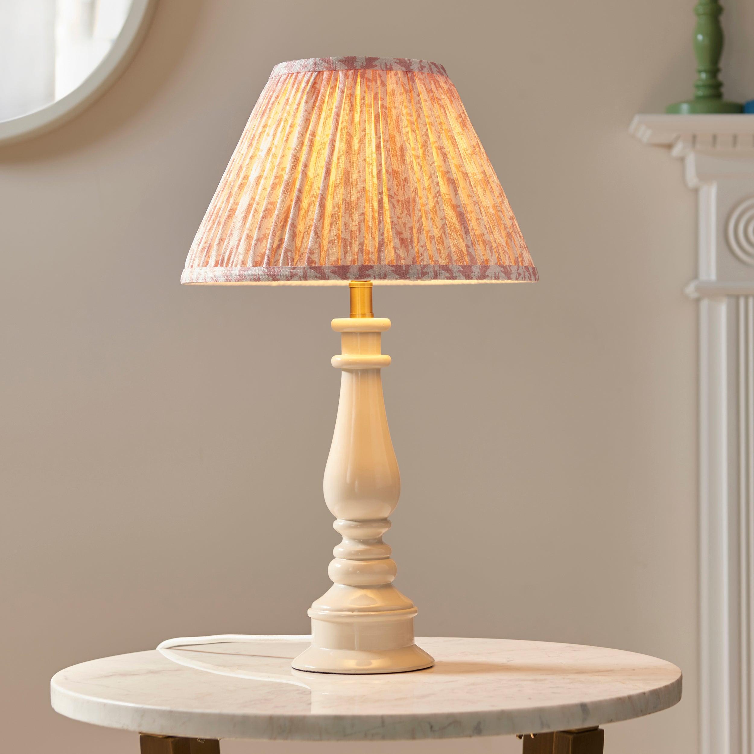 Myrtle White Table Lamp & Leaf 30cm Peachy Keen Shade