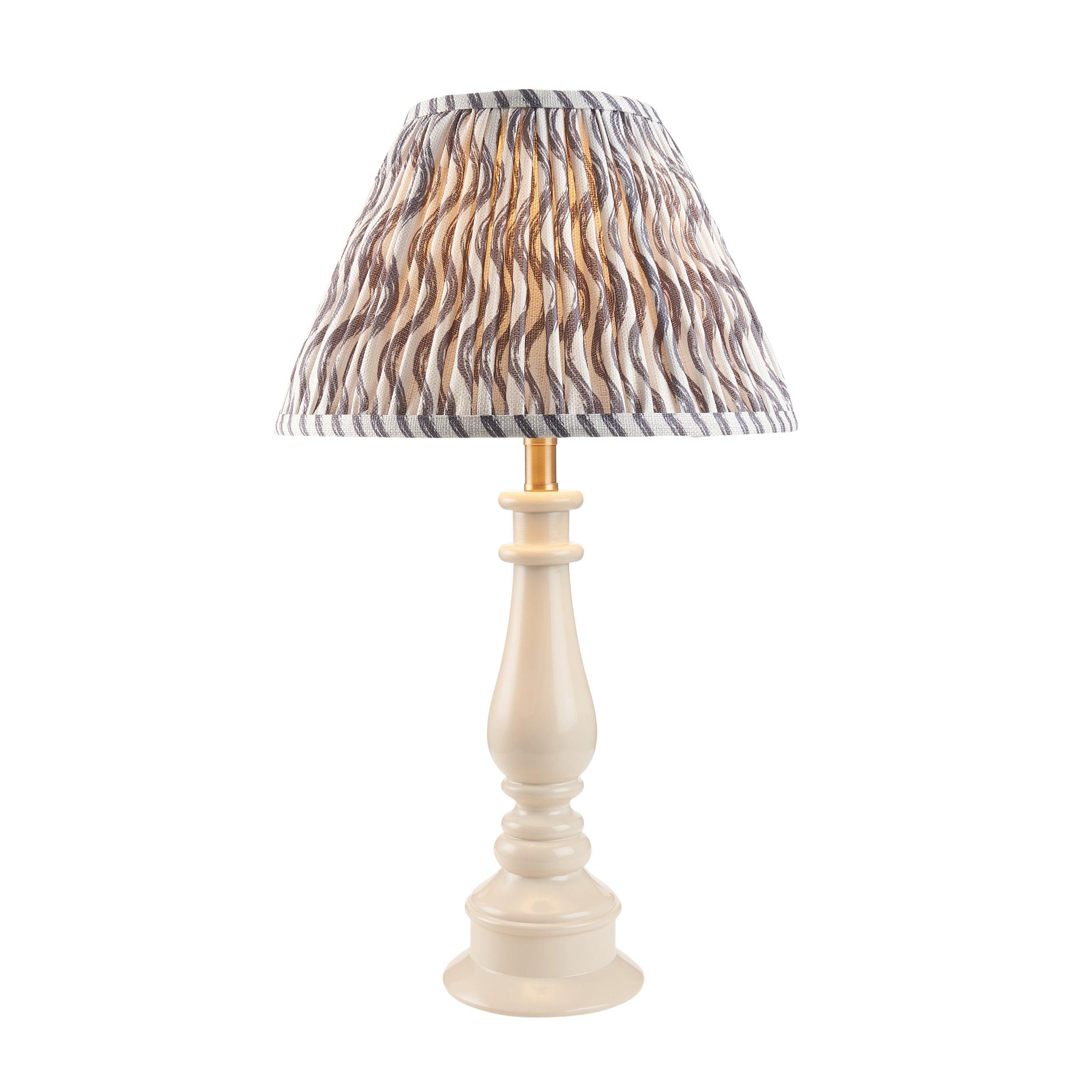 Myrtle White Table Lamp & Ripple 30cm Pearl Grey Shade