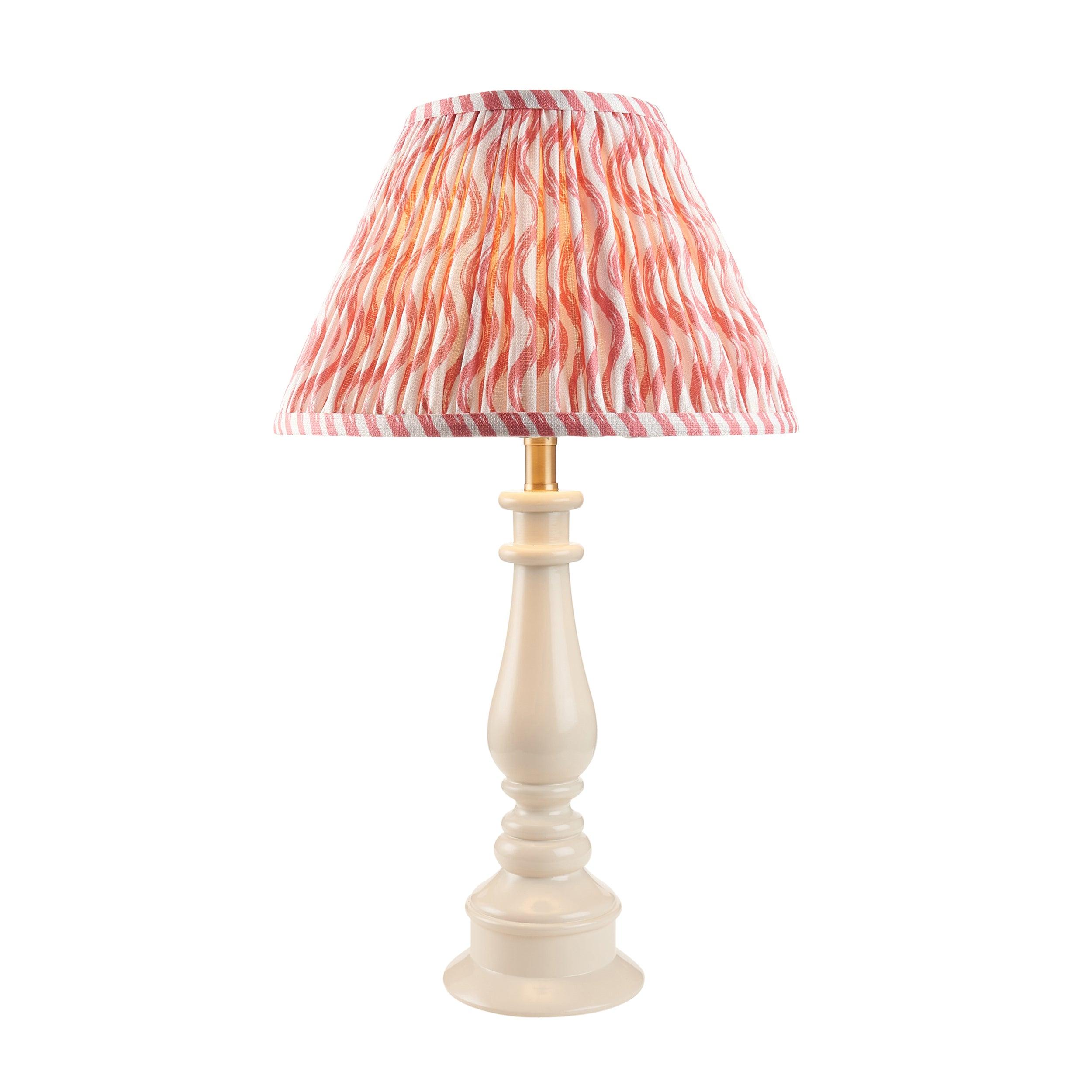 Myrtle White Table Lamp & Ripple 30cm Coral Pink Shade