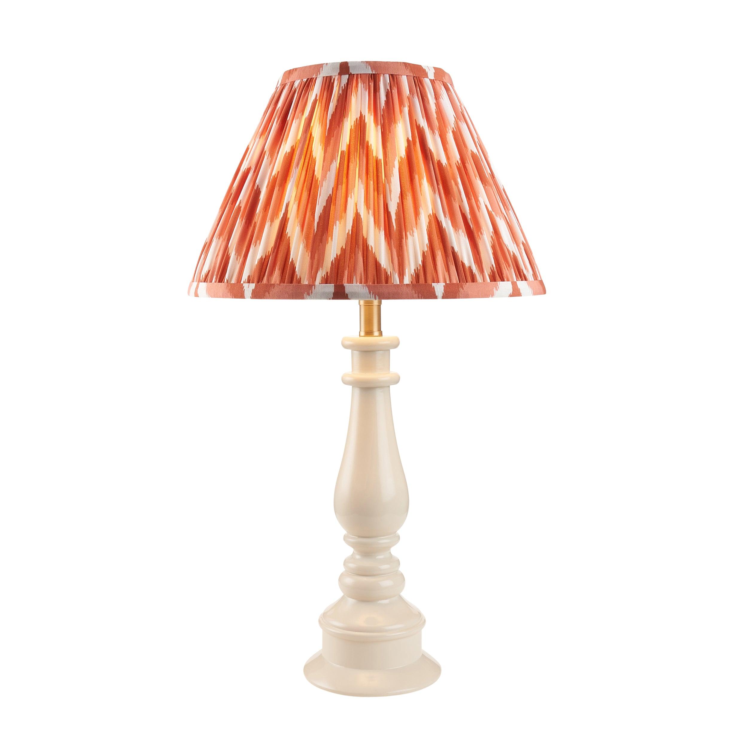 Myrtle White Table Lamp & Zigzag 30cm Apricot Orange Shade