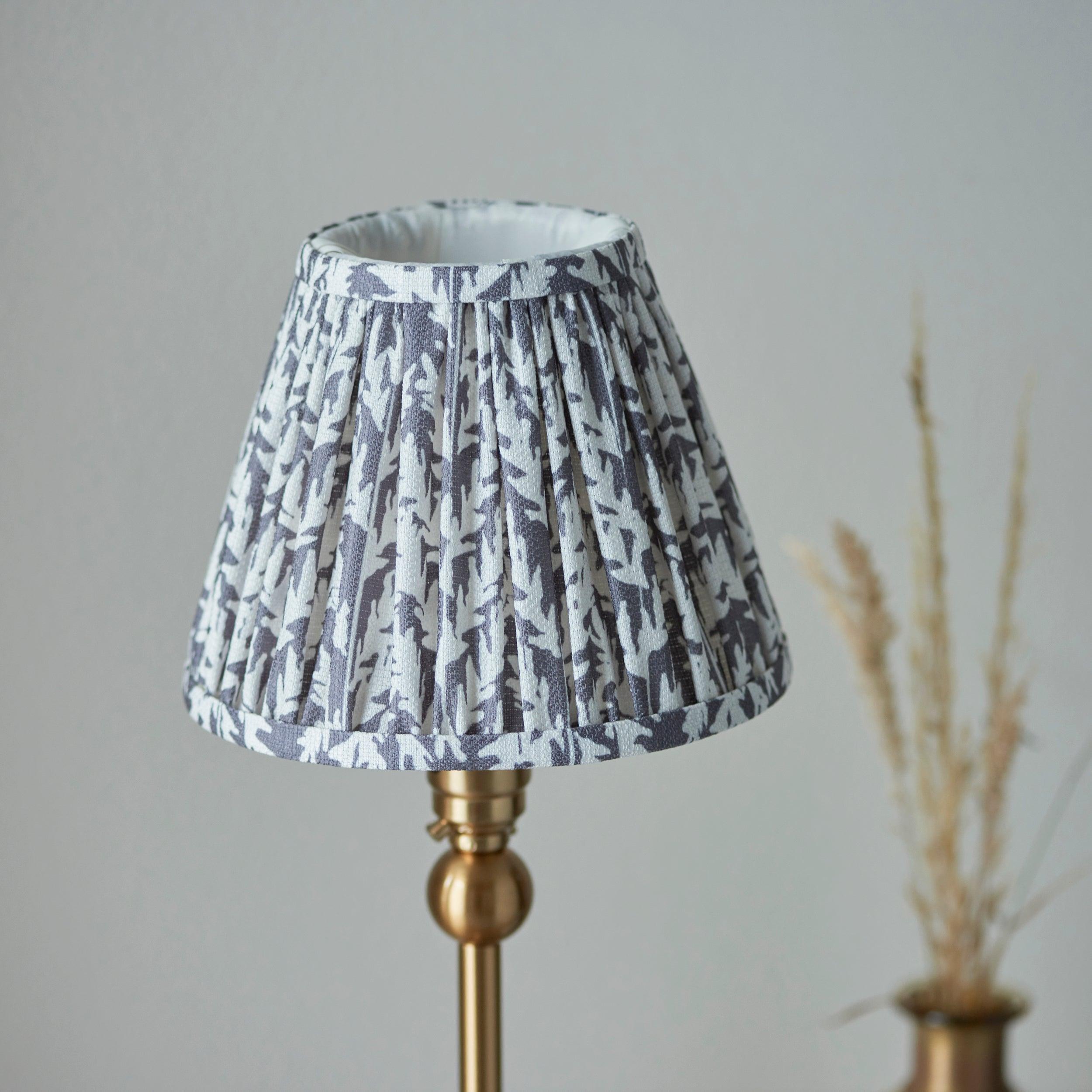Santiago Brass Table Lamp With Grey Leaf Shade