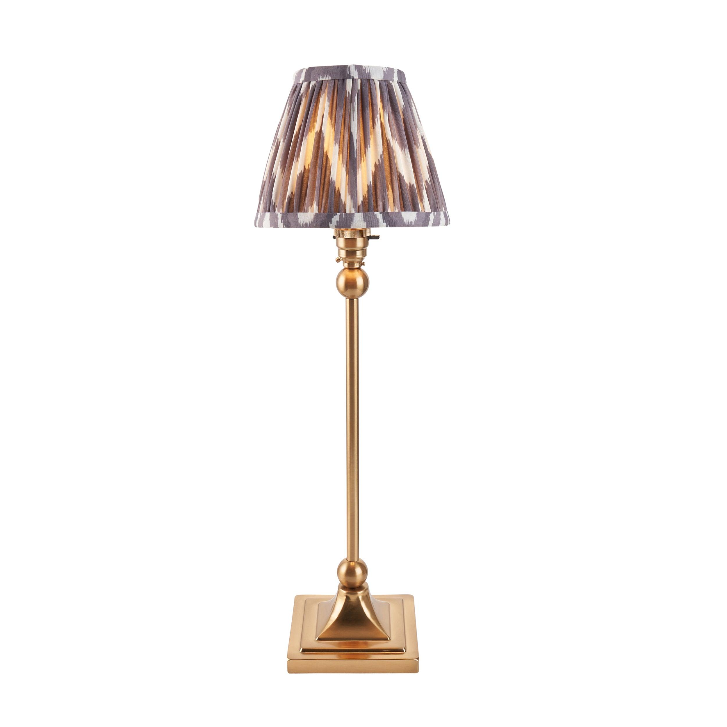 Santiago Brass Table Lamp With Grey Zigzag Shade