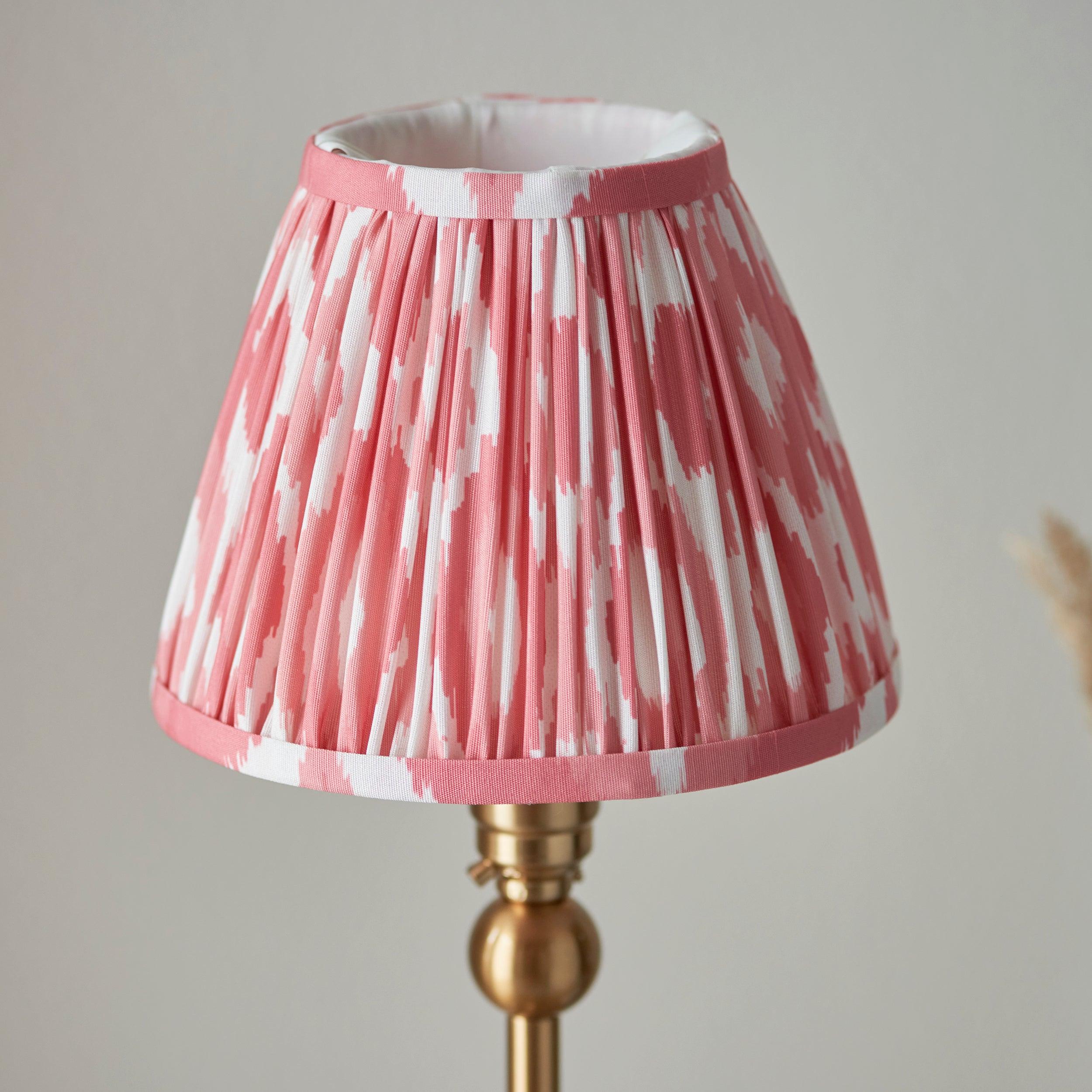 Santiago Brass Table Lamp With Pink Ikat Shade
