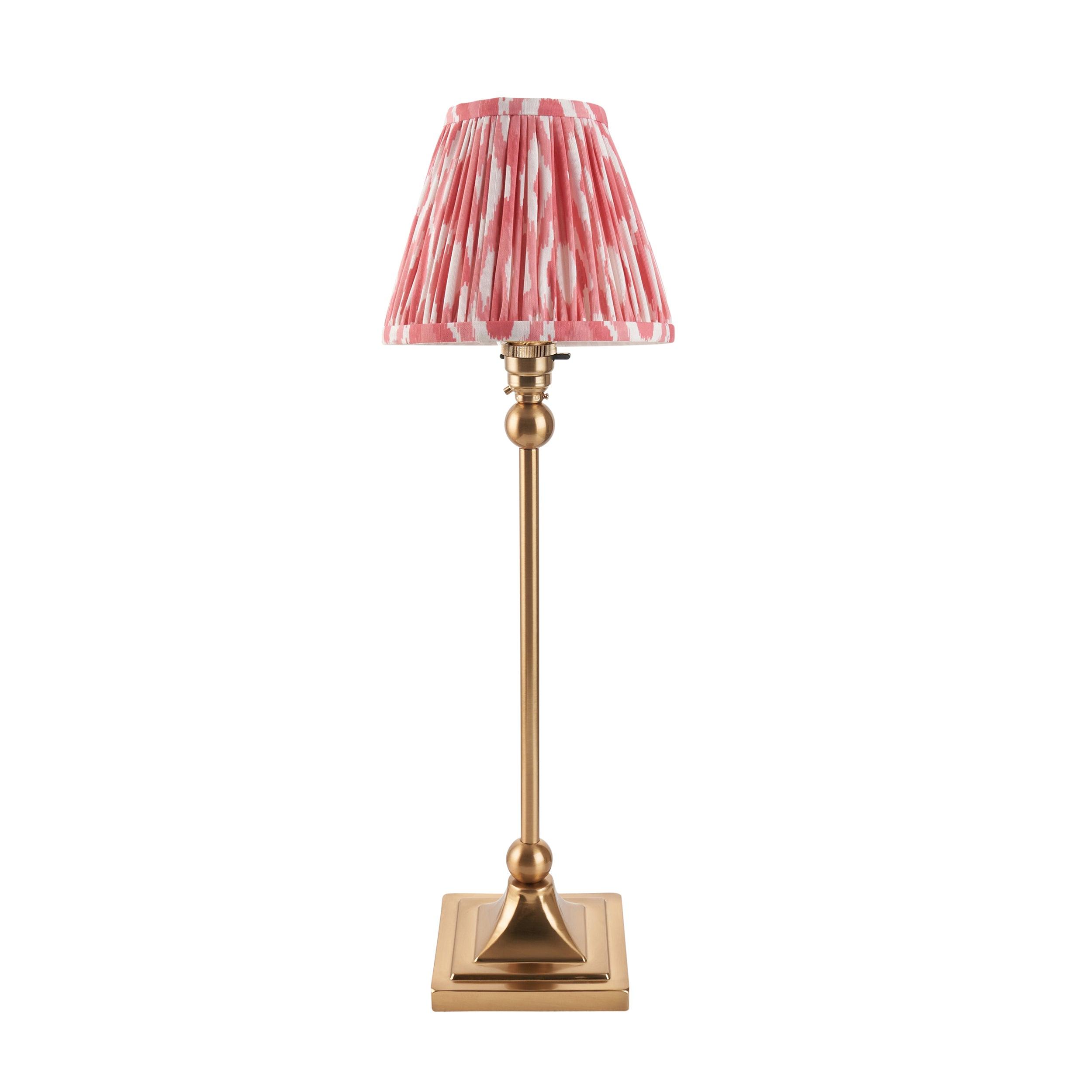 Santiago Brass Table Lamp With Pink Ikat Shade