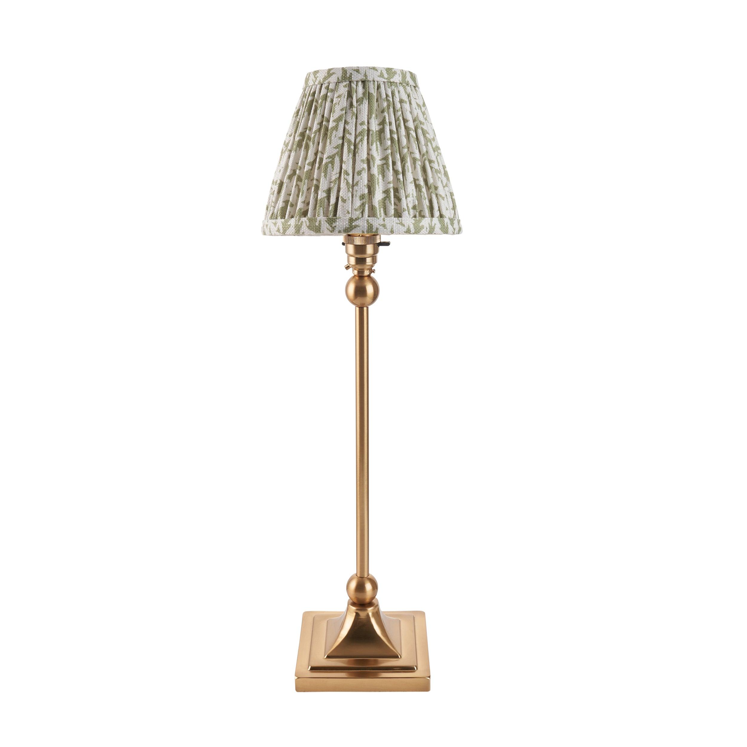 Santiago Brass Table Lamp With Green Leaf Shade