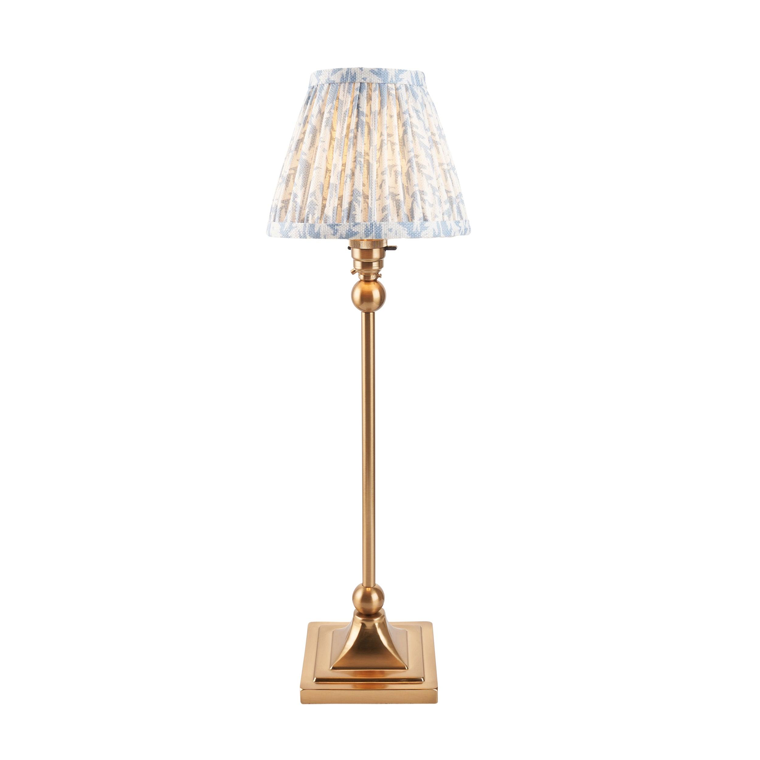 Santiago Brass Table Lamp With Blue Leaf Shade