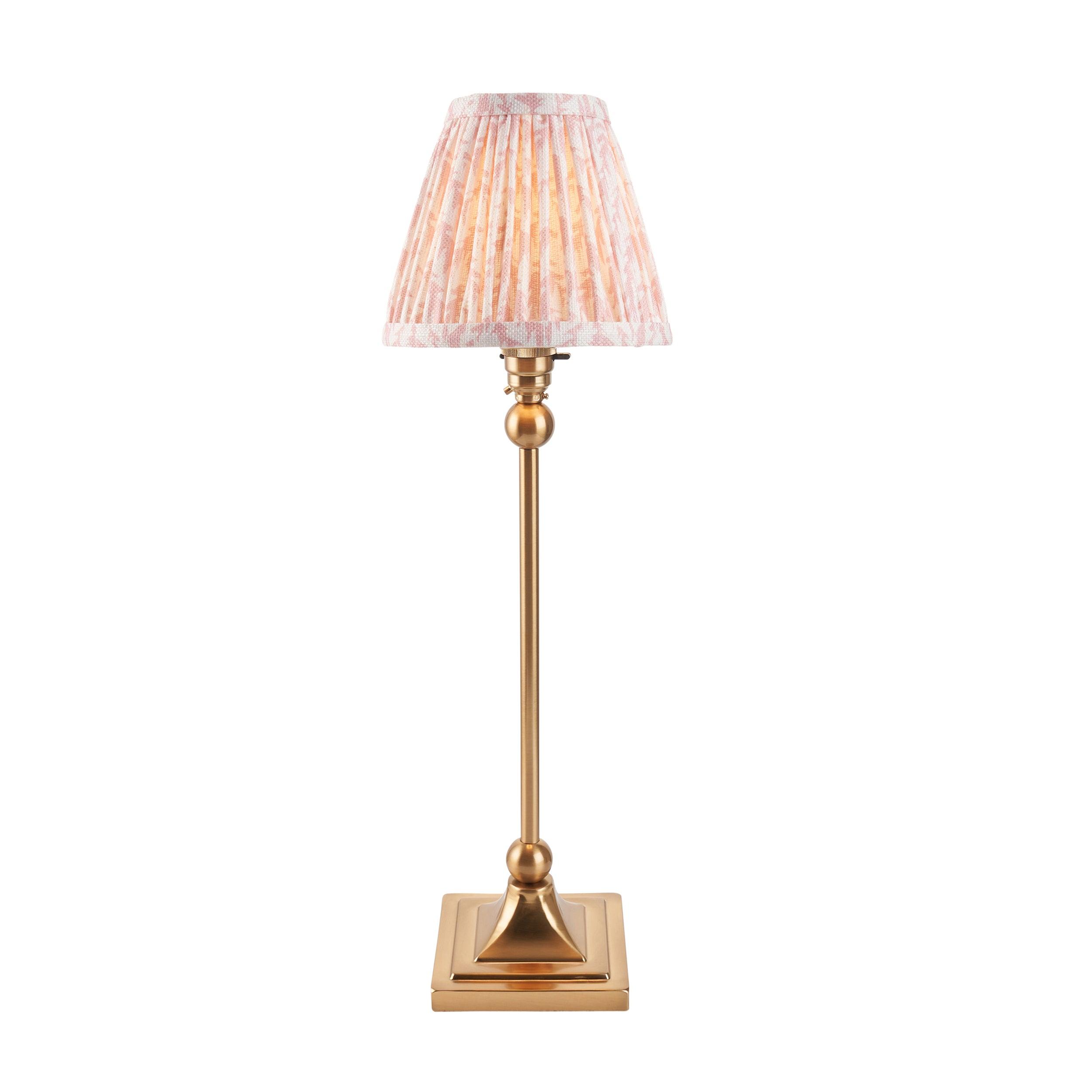 Santiago Brass Table Lamp With Peachy Keen Fabric