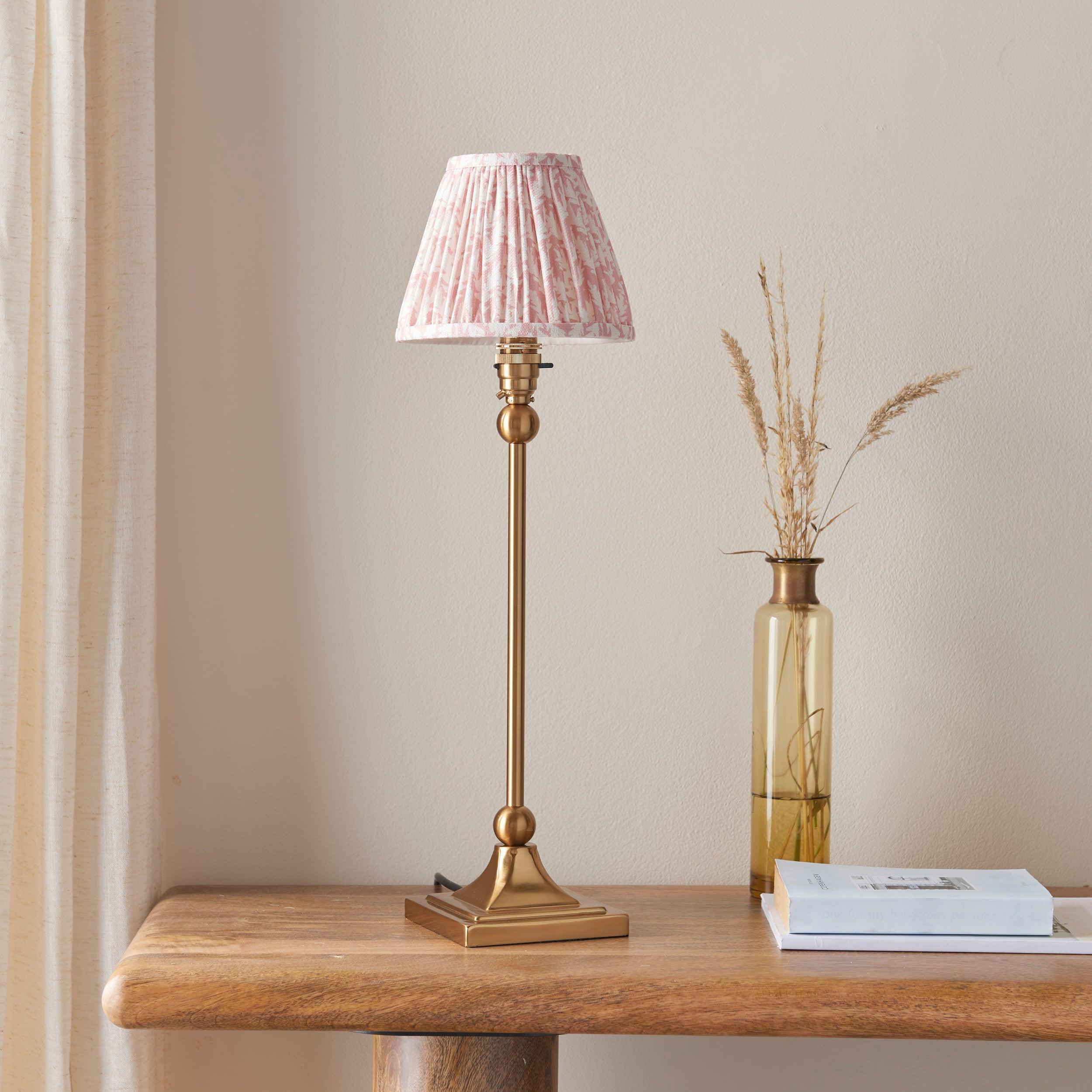 Santiago Brass Table Lamp With Peachy Keen Fabric
