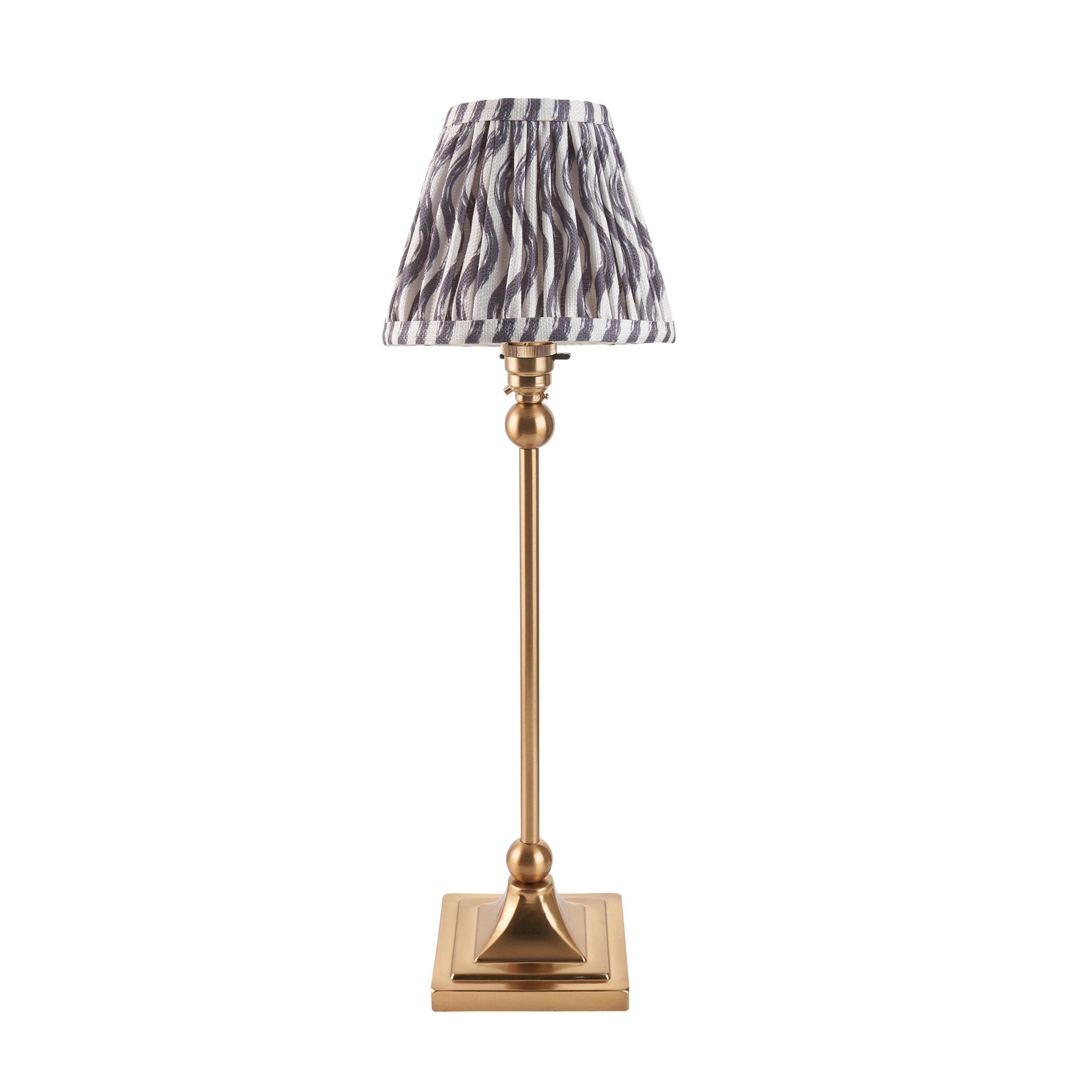Santiago Brass Table Lamp With Grey Ripple Shade