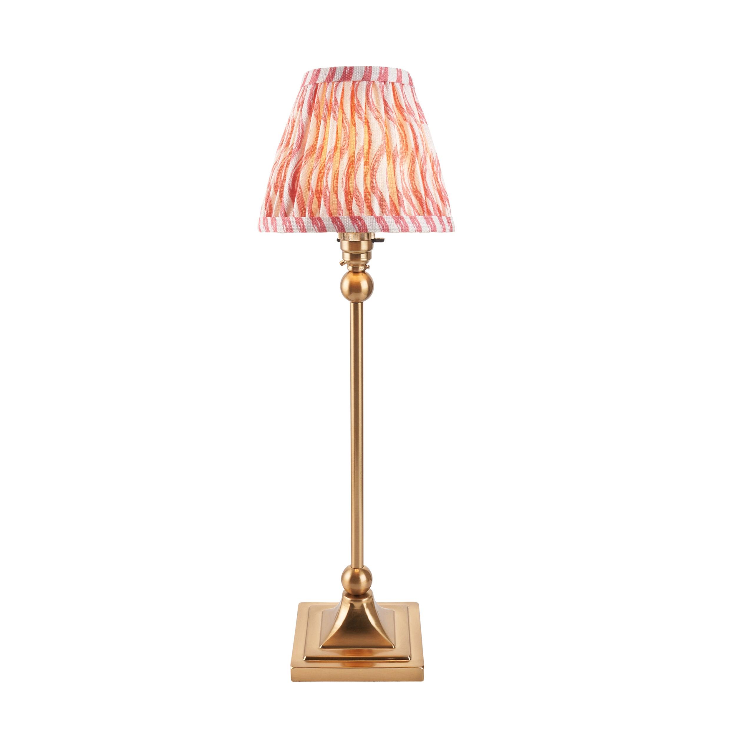 Santiago Brass Table Lamp With Pink Ripple Shade