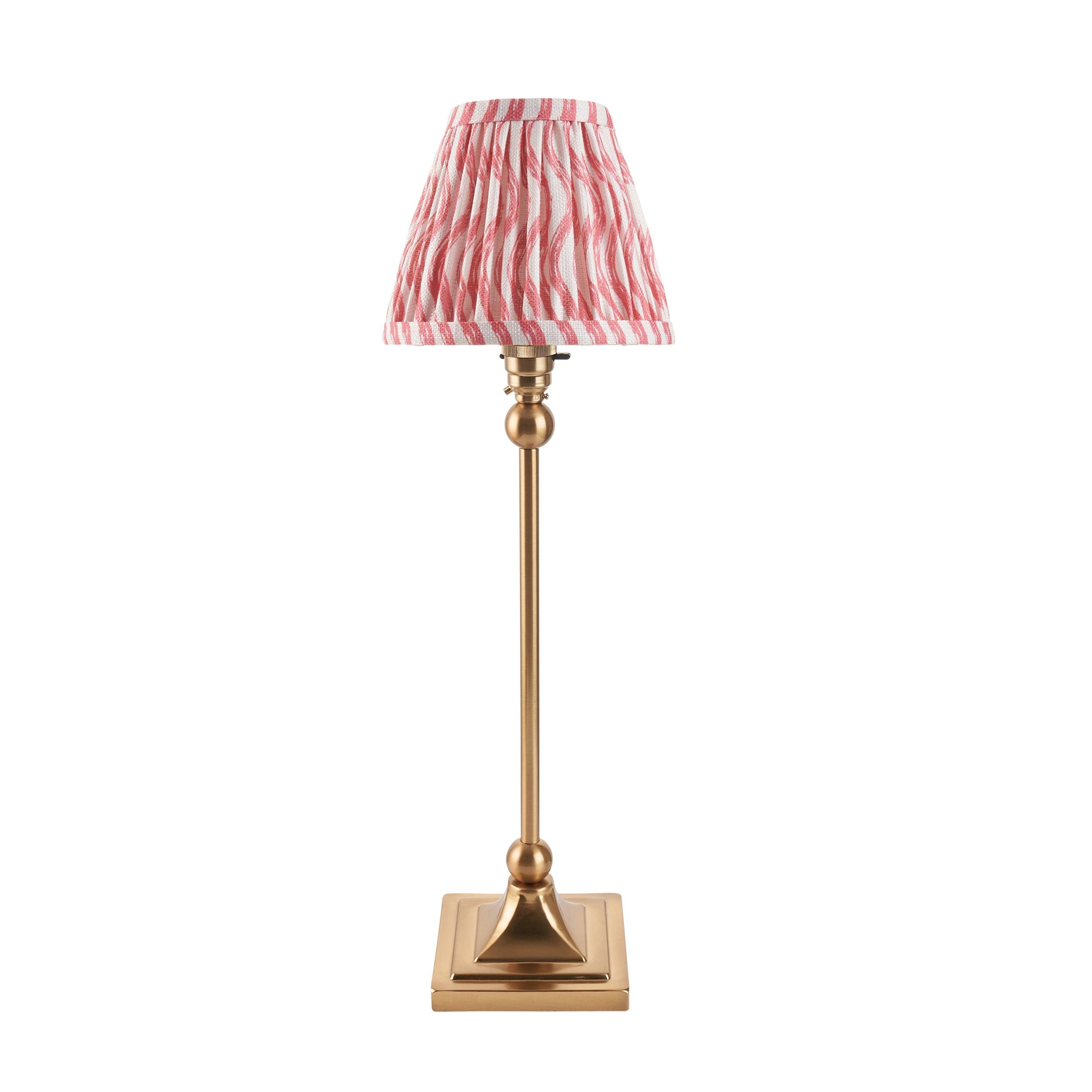 Santiago Brass Table Lamp With Pink Ripple Shade