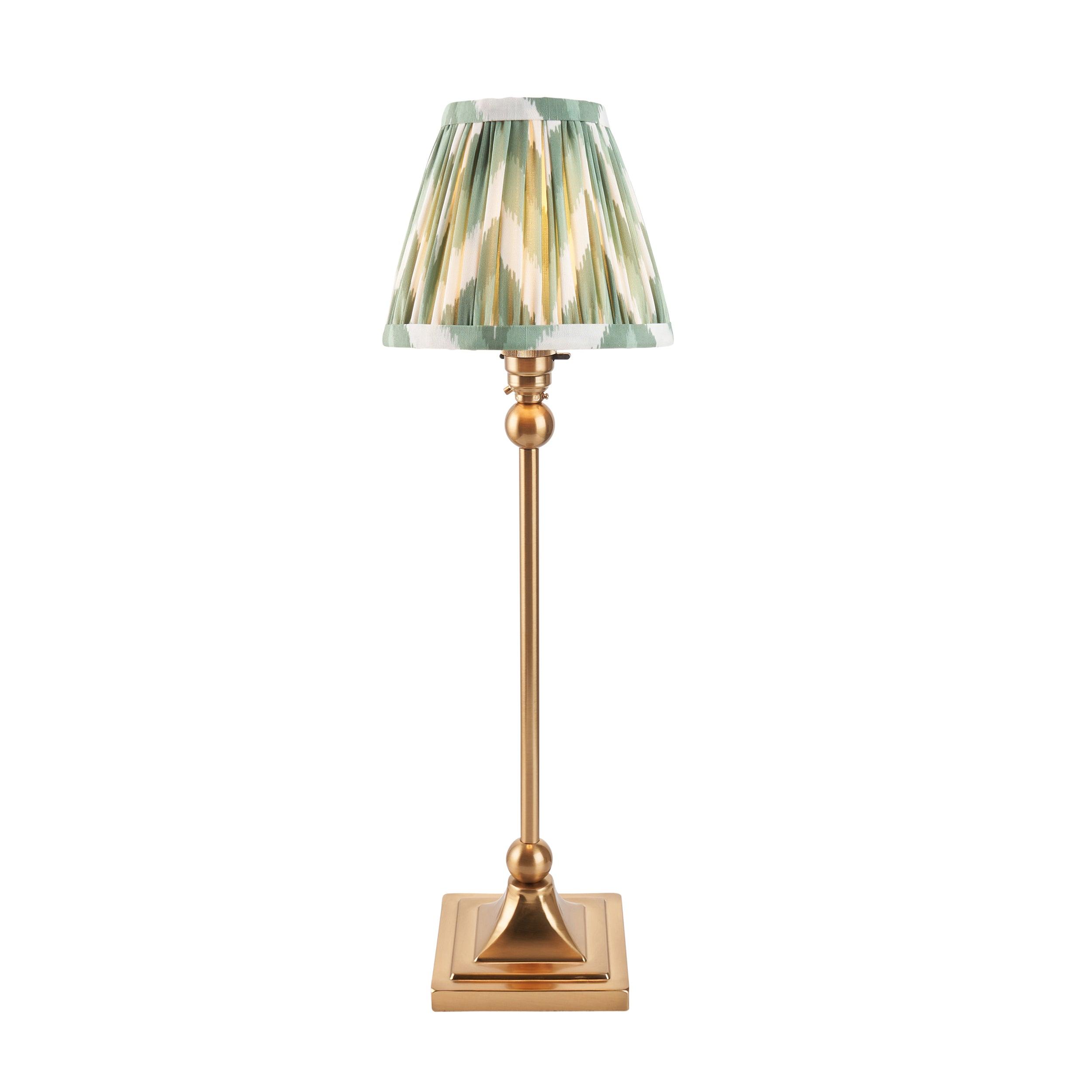 Santiago Brass Table Lamp With Green Zigzag Shade