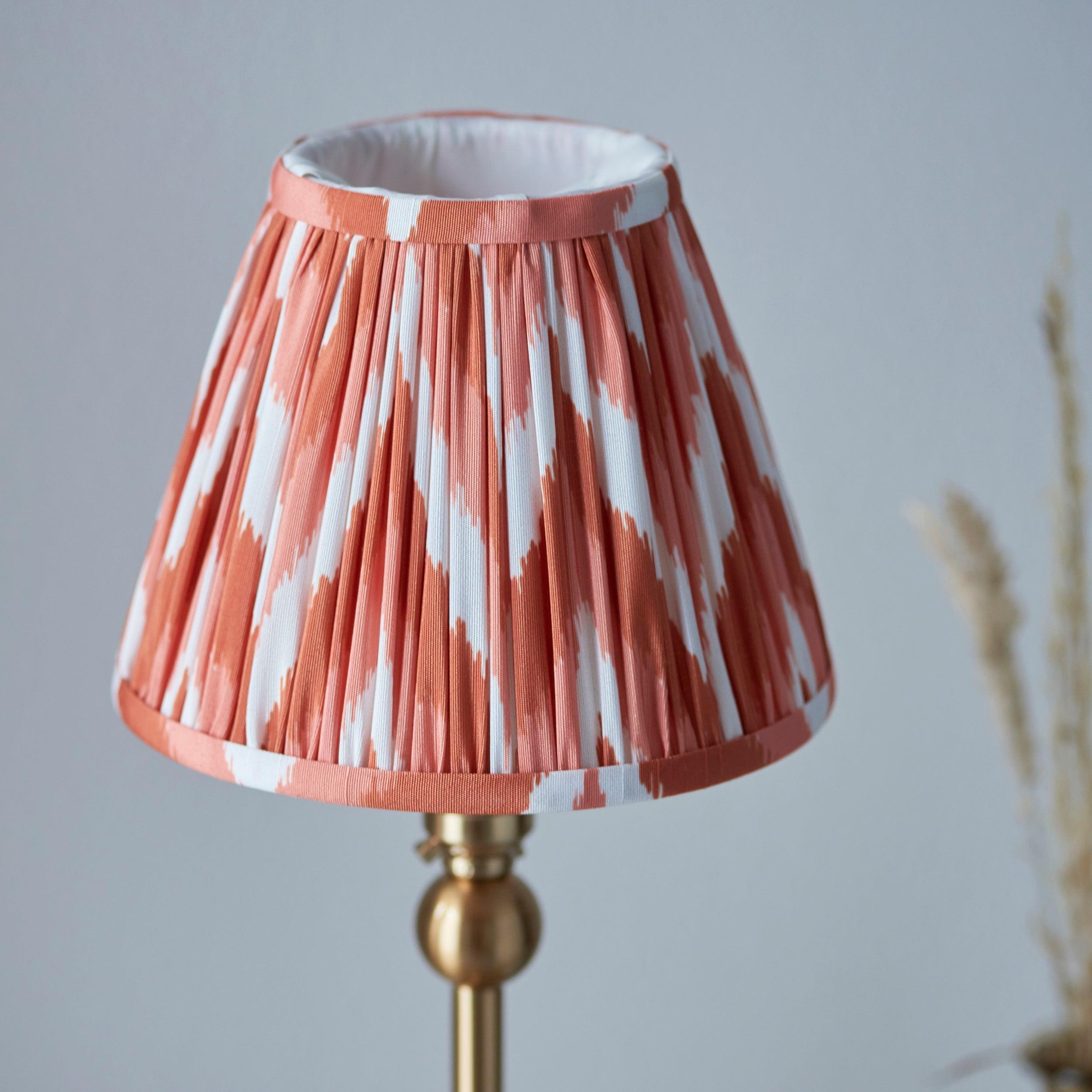 Santiago Brass Table Lamp With Orange Zigzag Shade