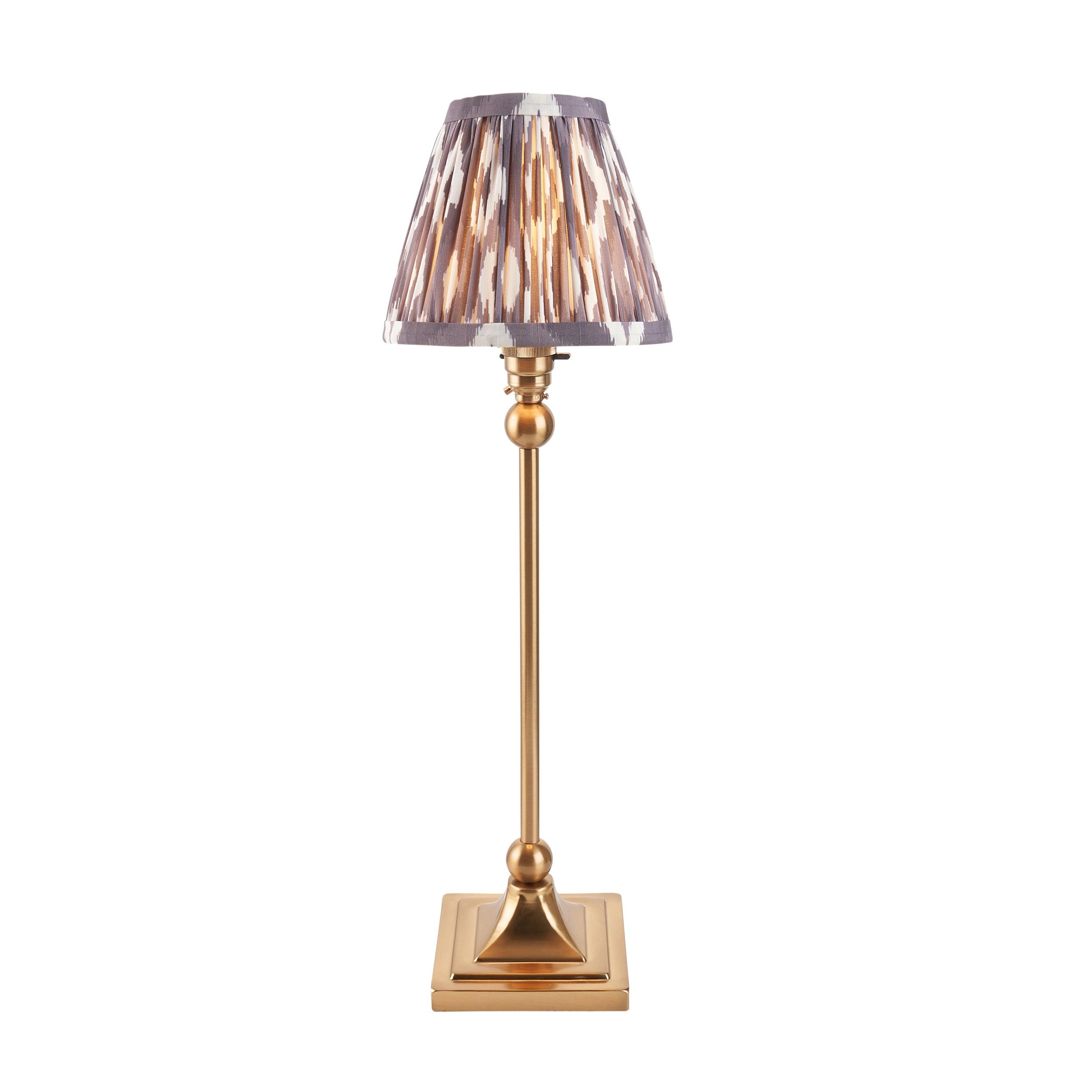 Santiago Brass Table Lamp Grey Ikat Shade